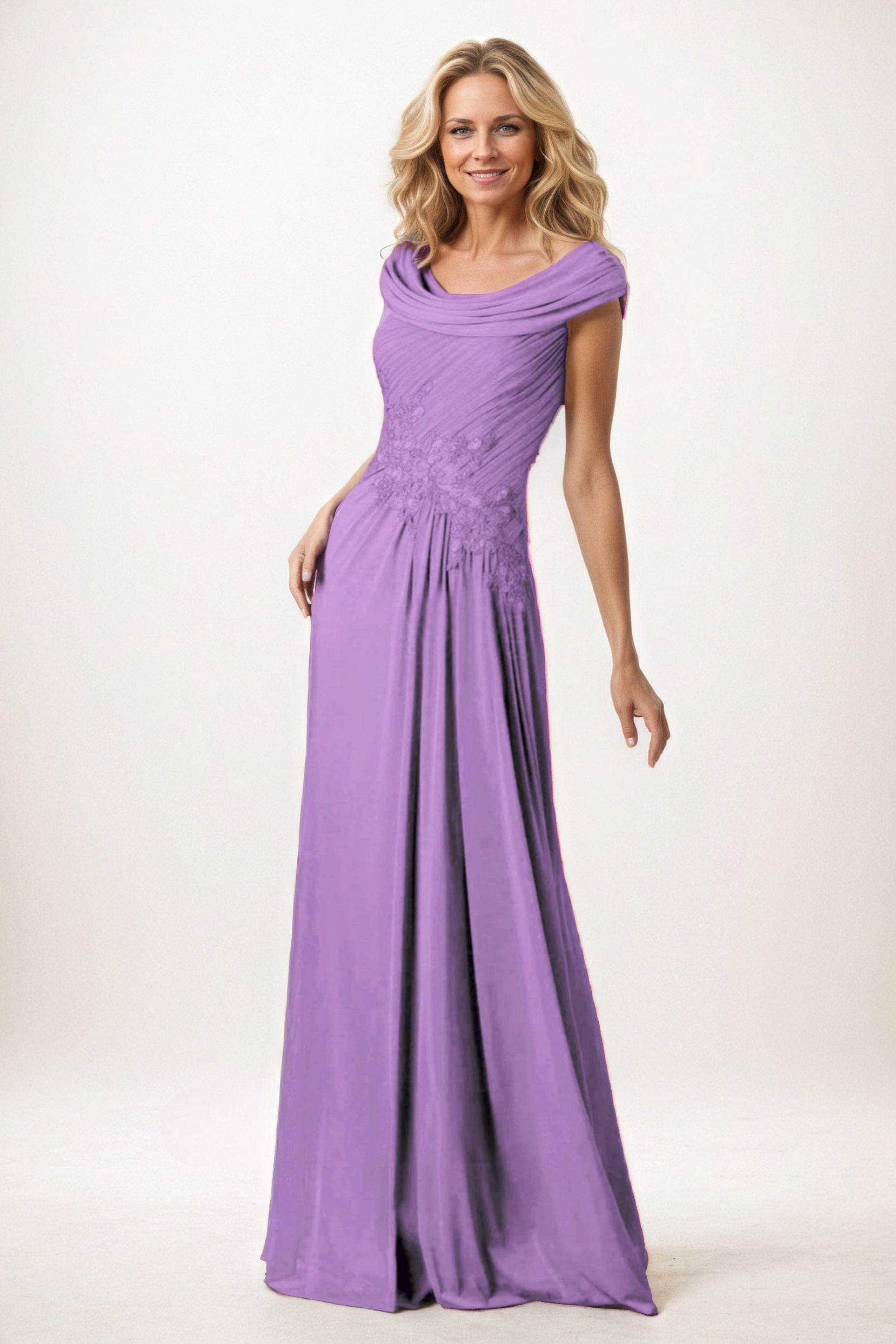 A-Line Maxi Chiffon Mother of the Bride Dresses CM0390 - COCOMELODY