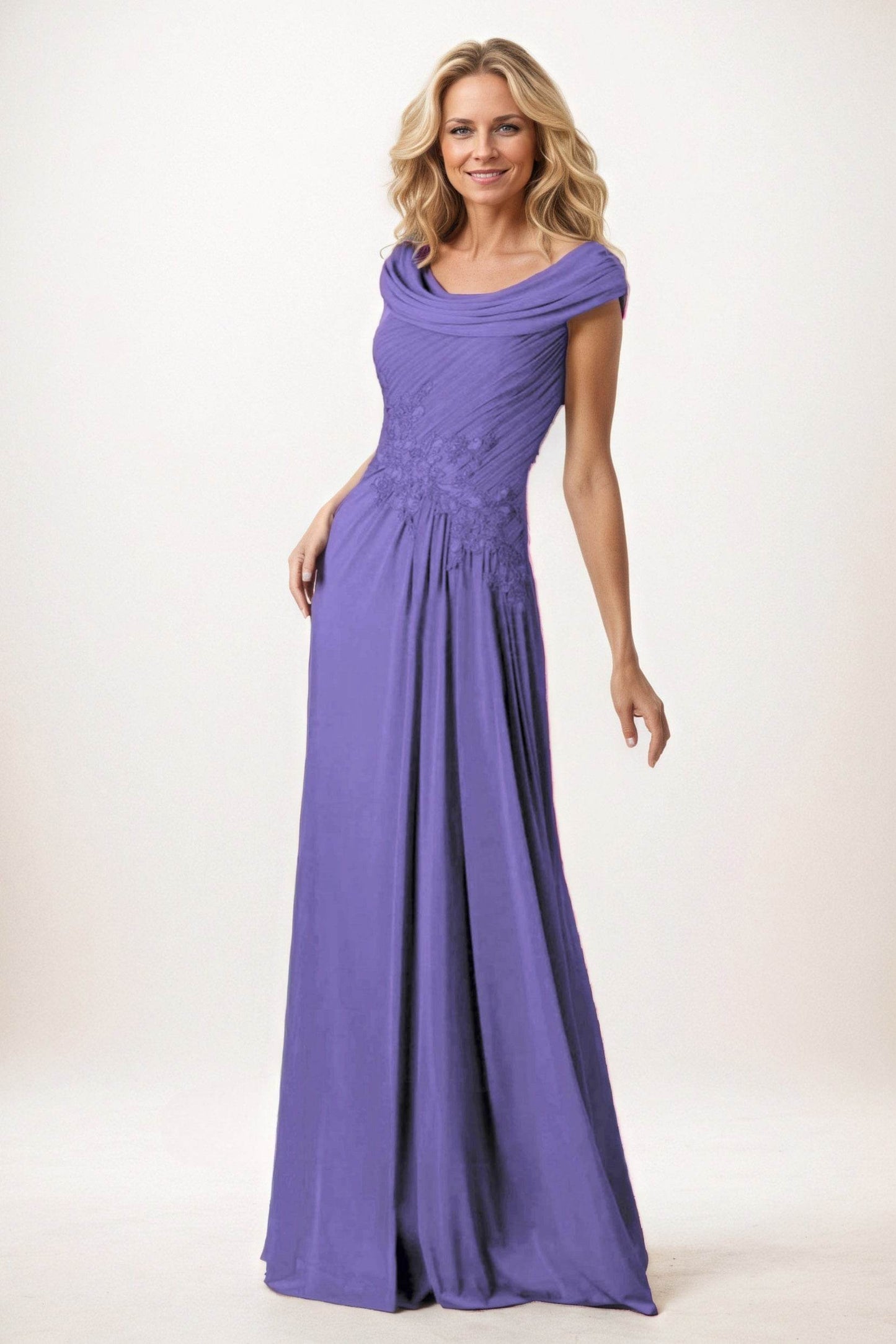 A-Line Maxi Chiffon Mother of the Bride Dresses CM0390 - COCOMELODY