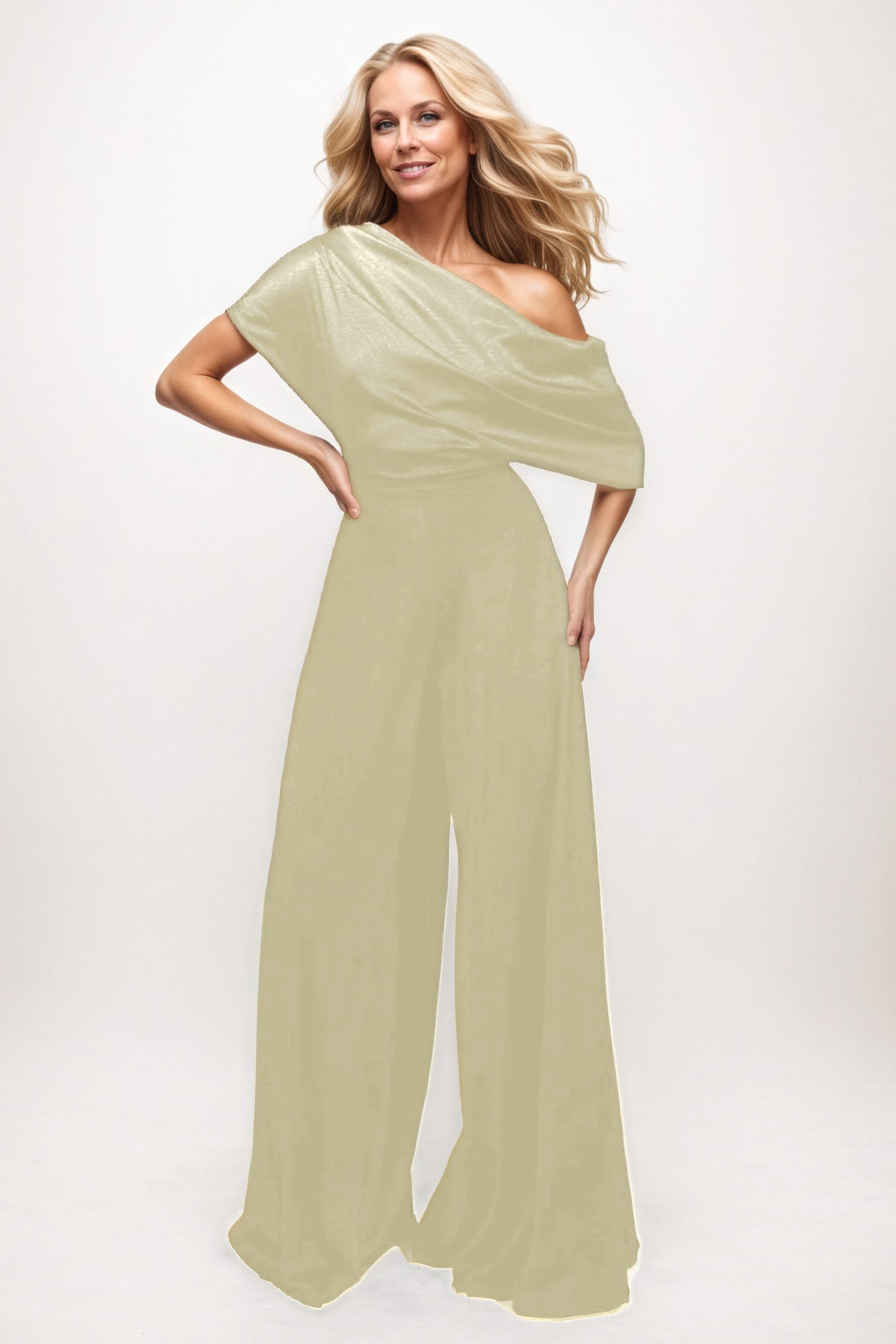 Jumpsuit Maxi Elastic Satin Chiffon Mother of the Bride Dresses CM0391