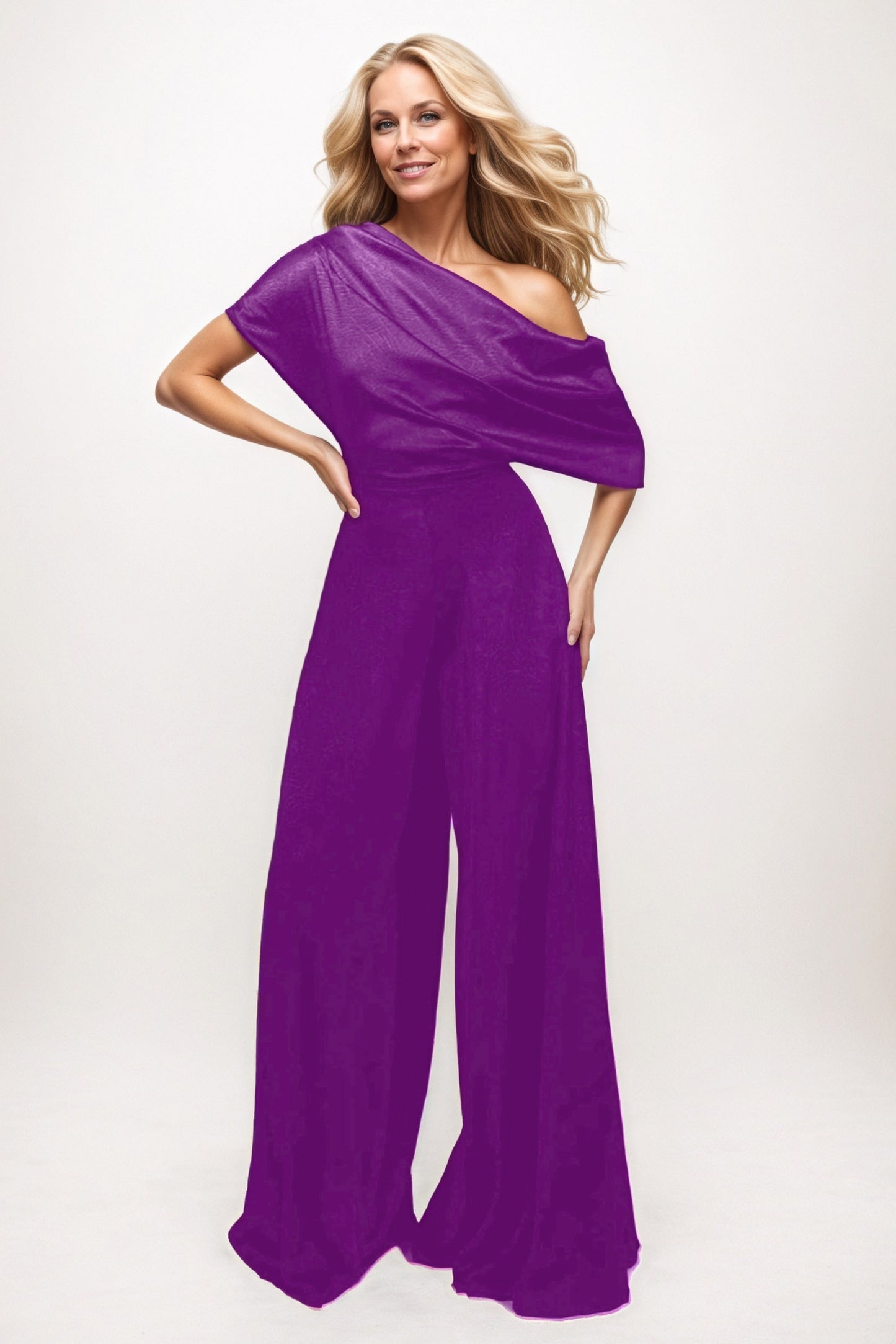 Jumpsuit Maxi Elastic Satin Chiffon Mother of the Bride Dresses CM0391