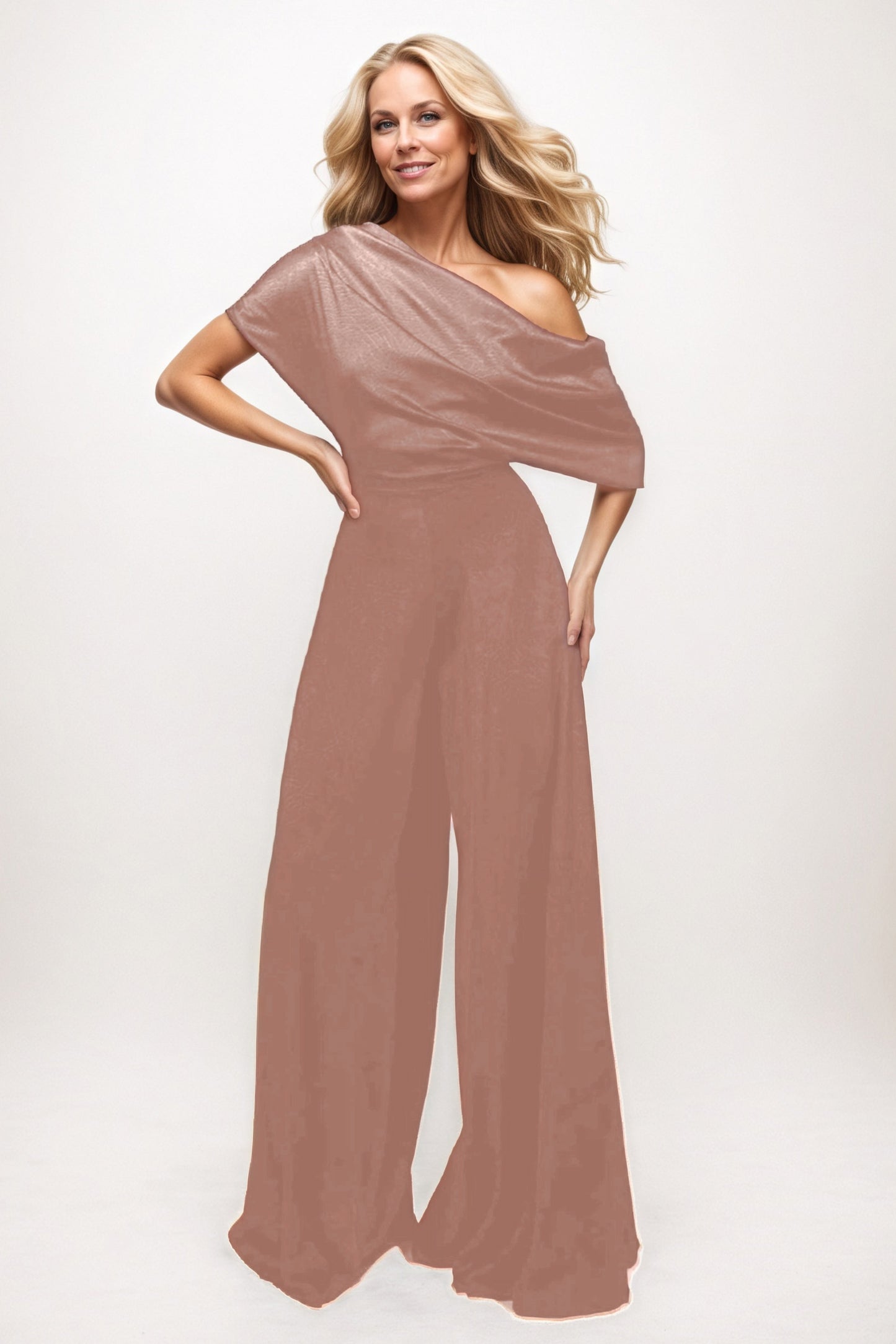 Jumpsuit Maxi Elastic Satin Chiffon Mother of the Bride Dresses CM0391