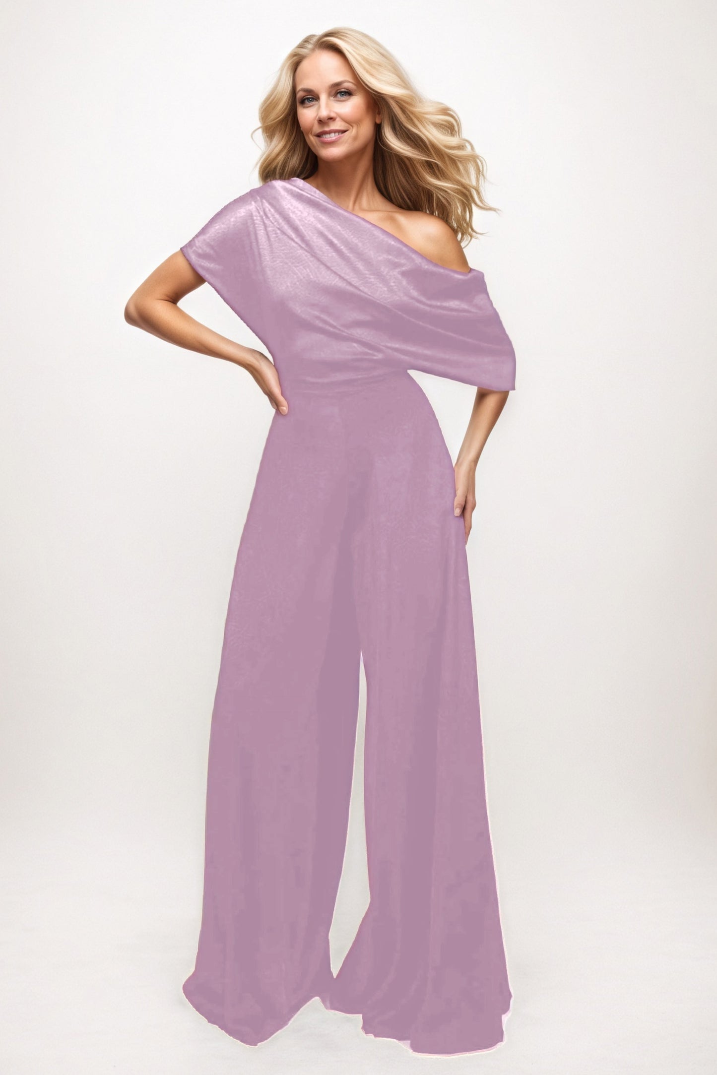 Jumpsuit Maxi Elastic Satin Chiffon Mother of the Bride Dresses CM0391