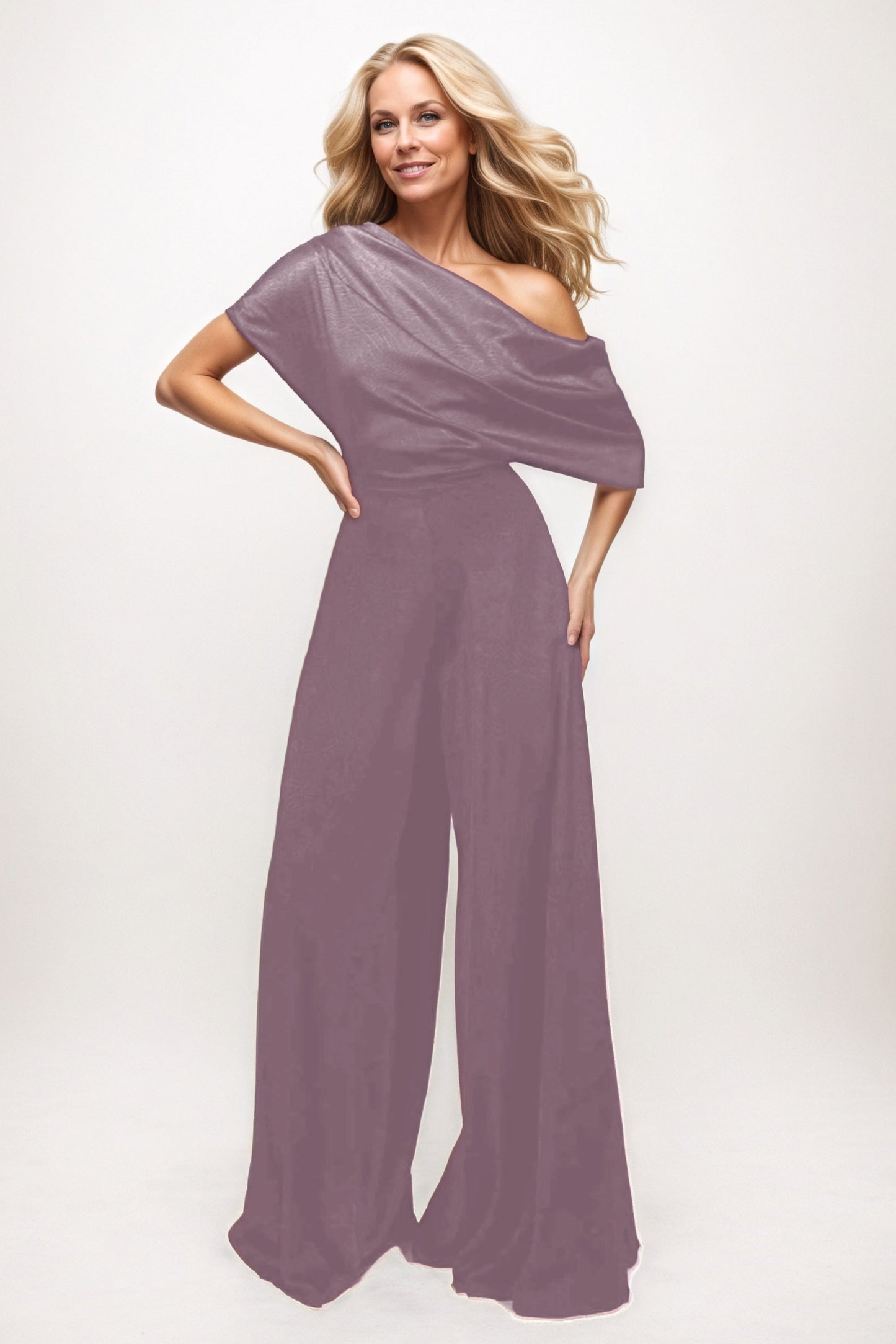 Jumpsuit Maxi Elastic Satin Chiffon Mother of the Bride Dresses CM0391