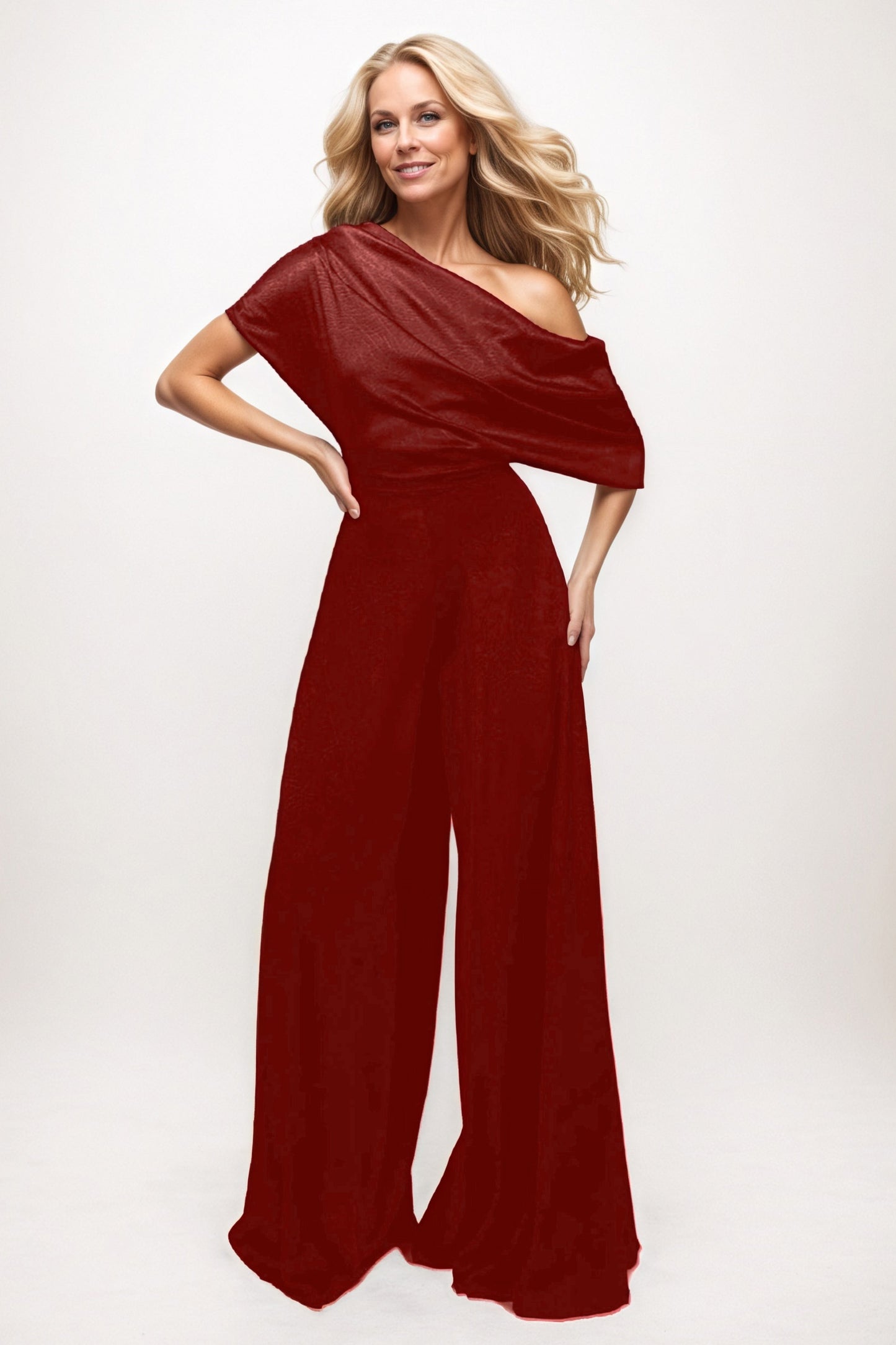 Jumpsuit Maxi Elastic Satin Chiffon Mother of the Bride Dresses CM0391