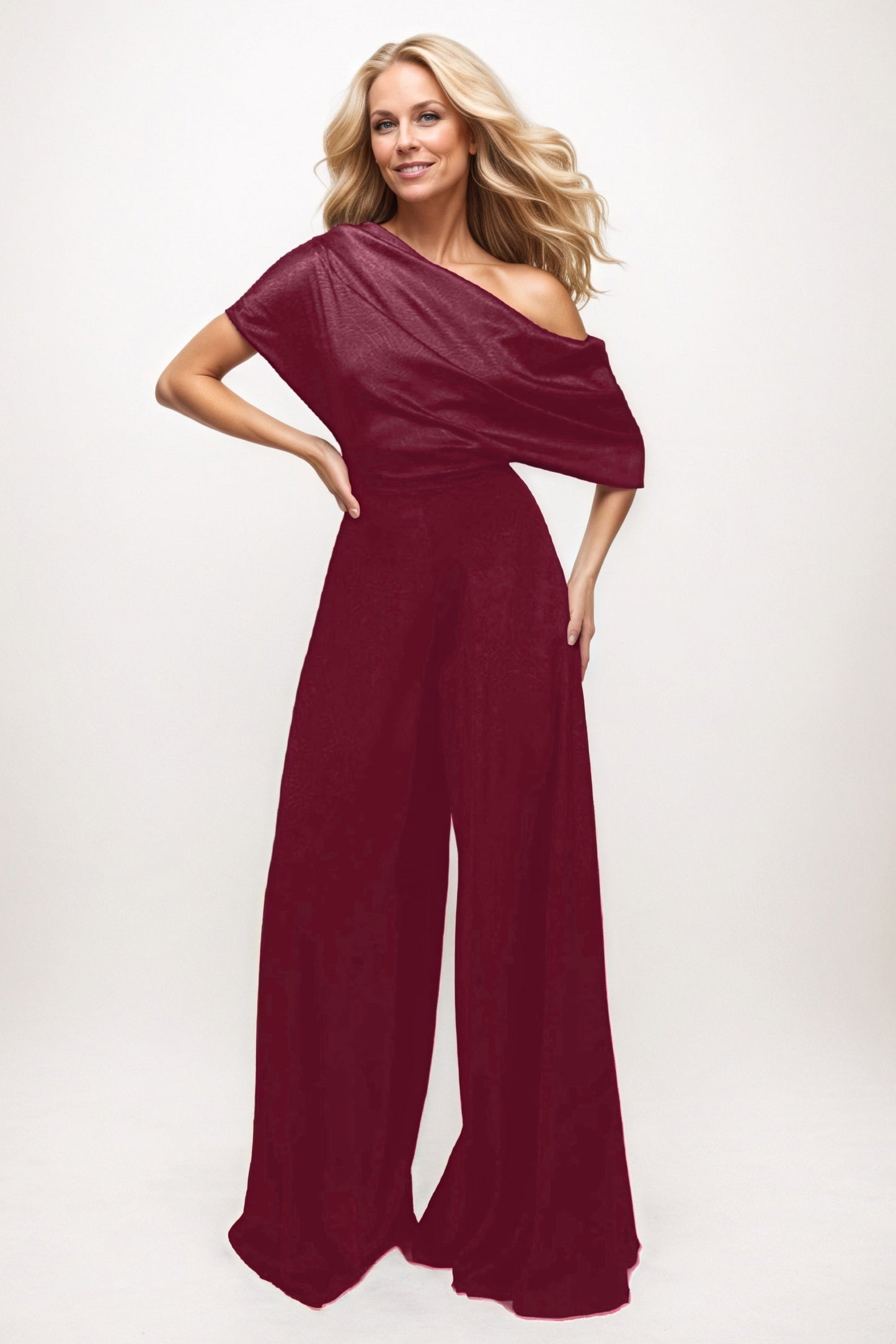 Jumpsuit Maxi Elastic Satin Chiffon Mother of the Bride Dresses CM0391