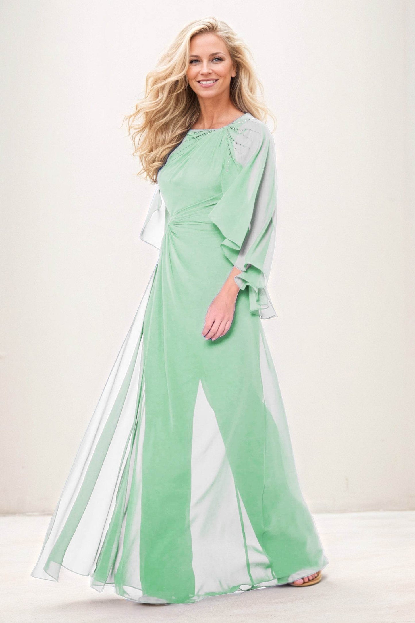 Jumpsuit Maxi Chiffon Mother of the Bride Dresses CM0392