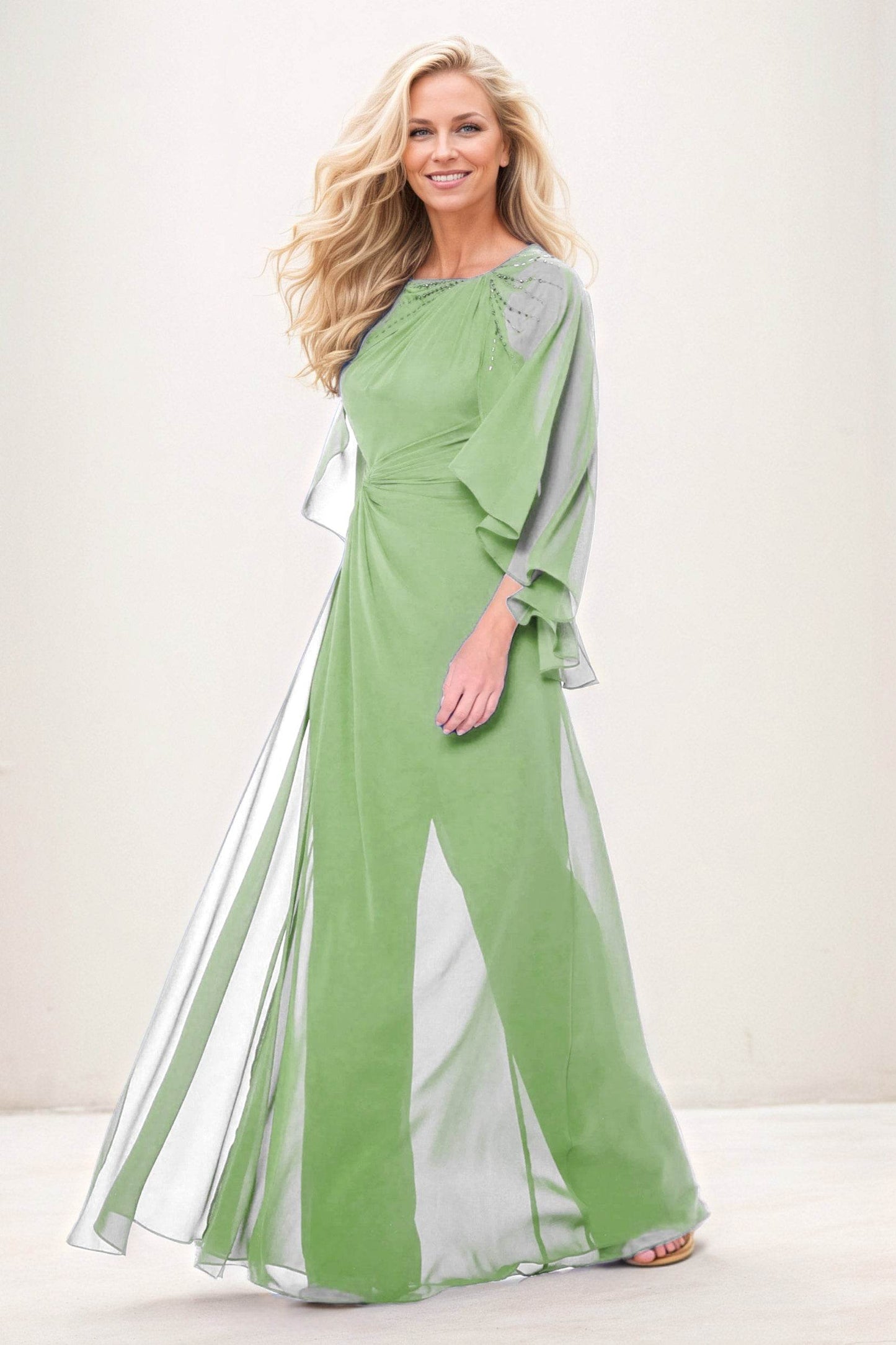 Jumpsuit Maxi Chiffon Mother of the Bride Dresses CM0392