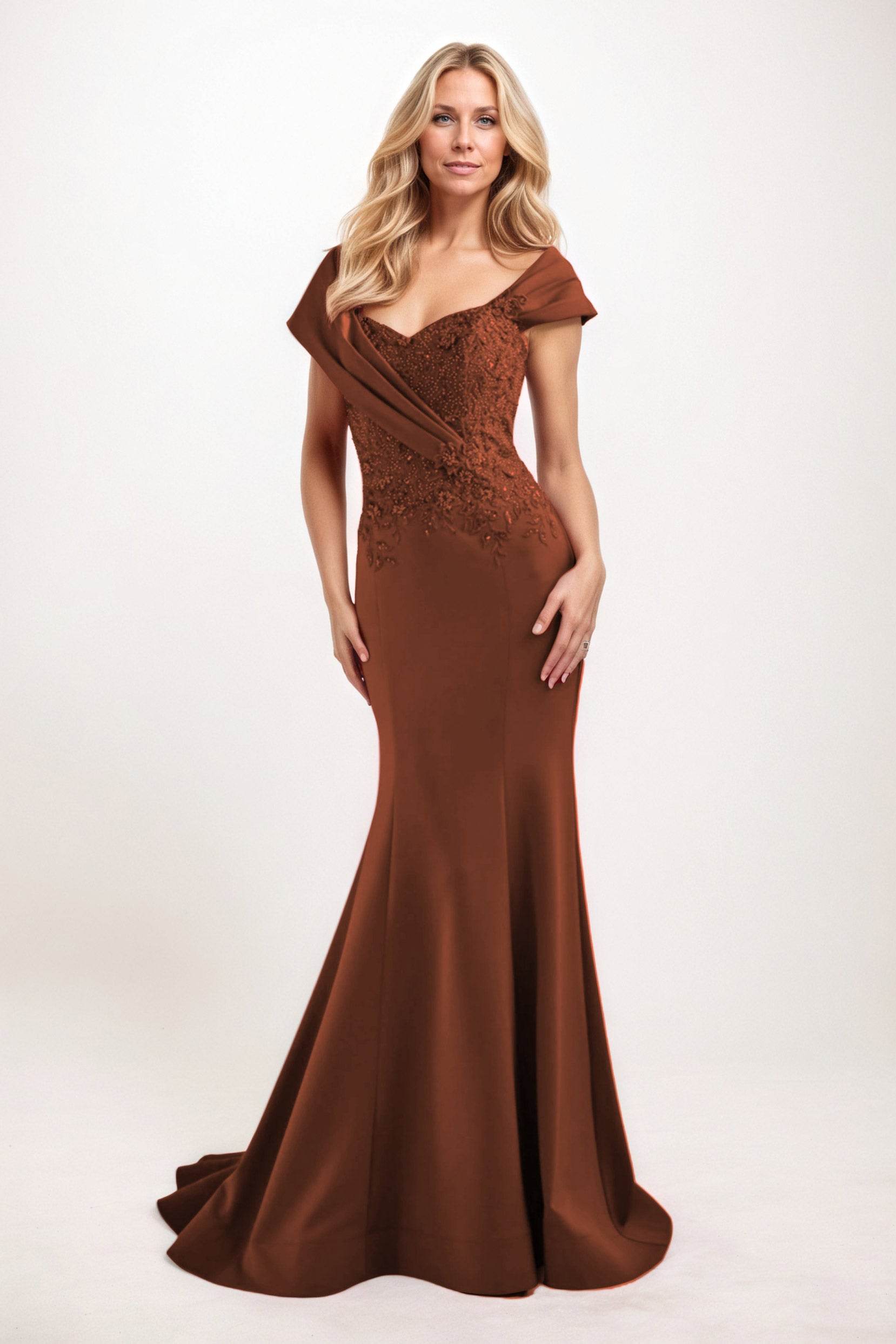 Trumpet-Mermaid Maxi Satin Mother of the Bride Dresses CM0393 - COCOMELODY