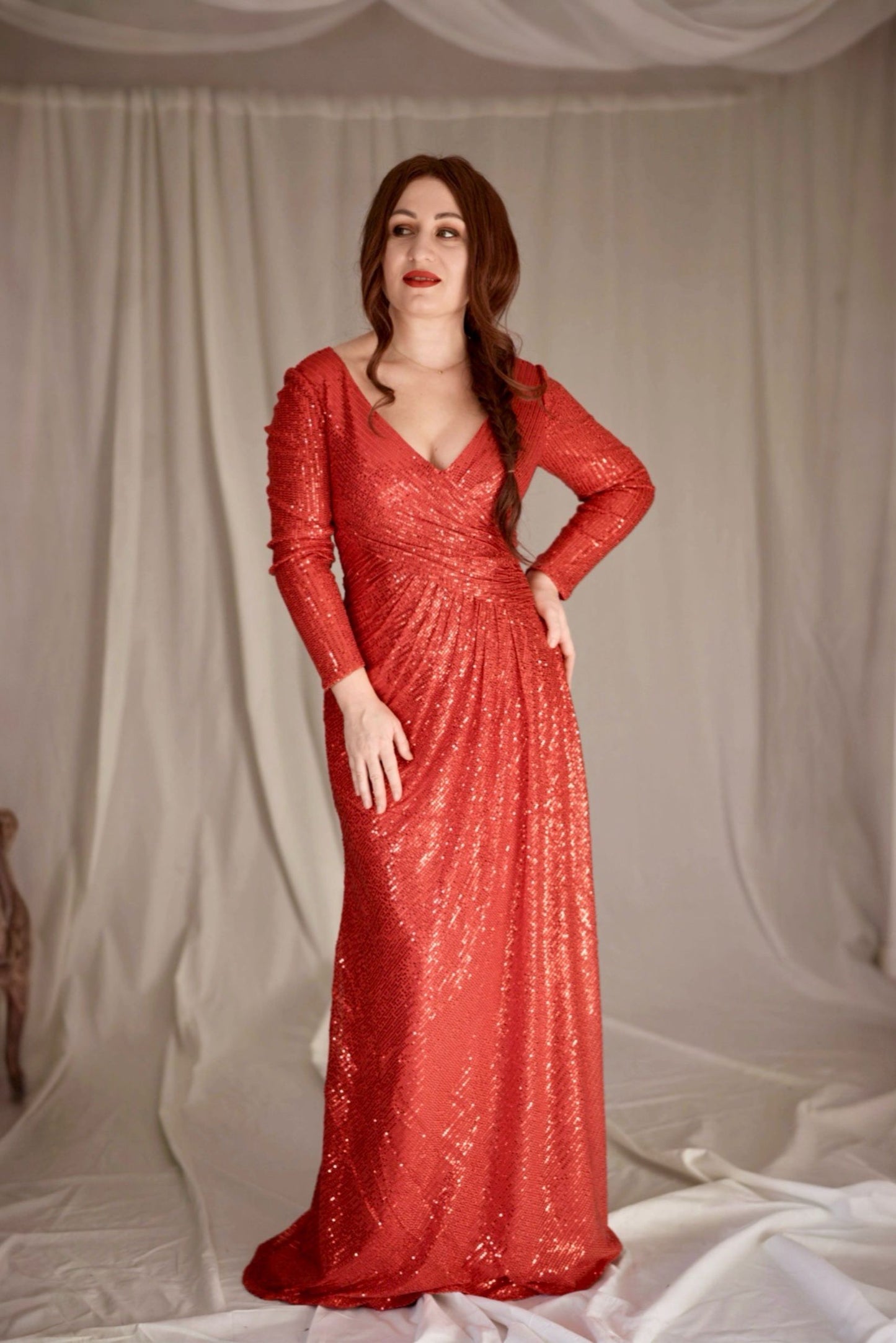 Sheath-Column Maxi Sequined Mother of the Bride Dresses CM0394