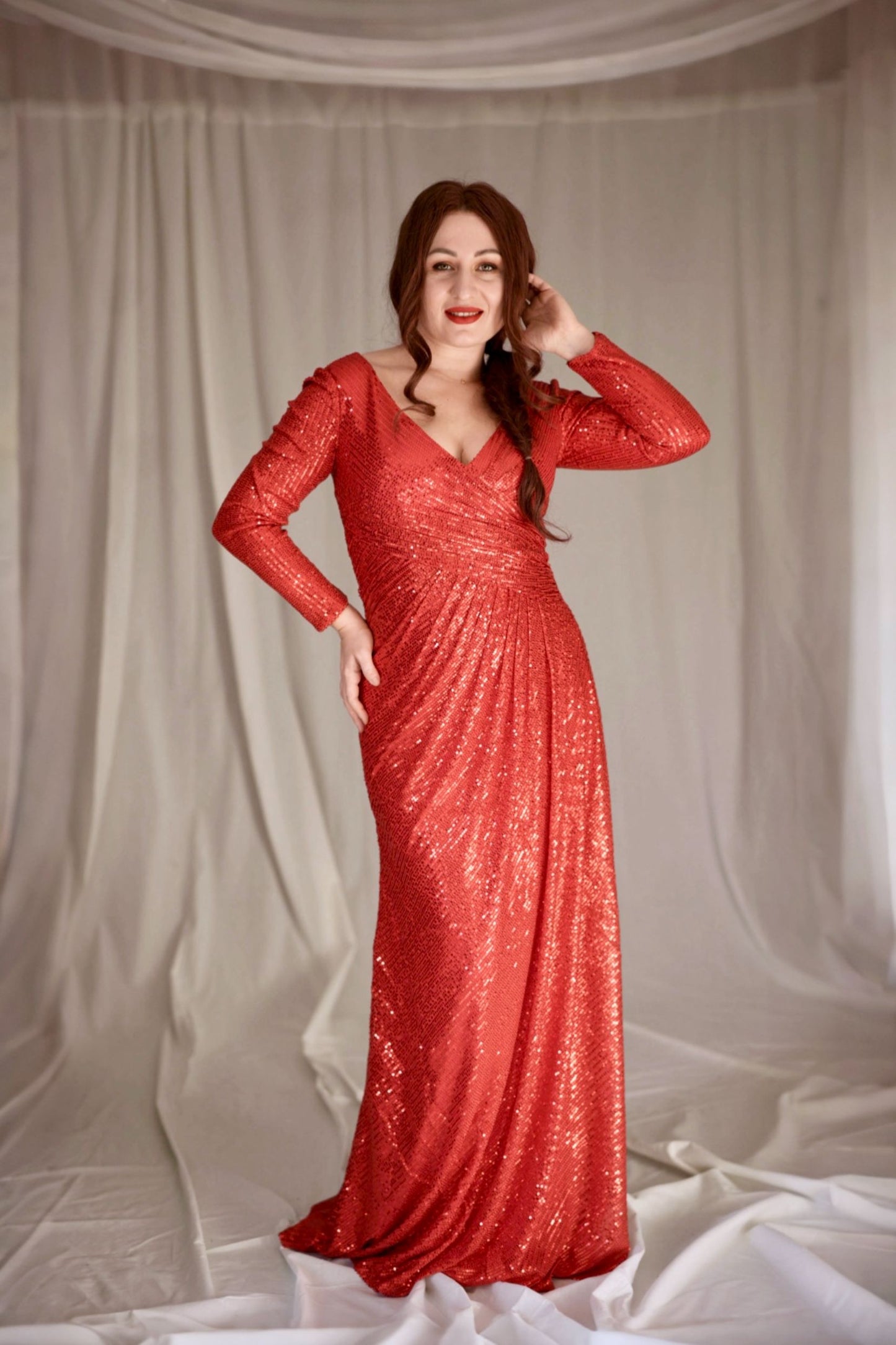 Sheath-Column Maxi Sequined Mother of the Bride Dresses CM0394