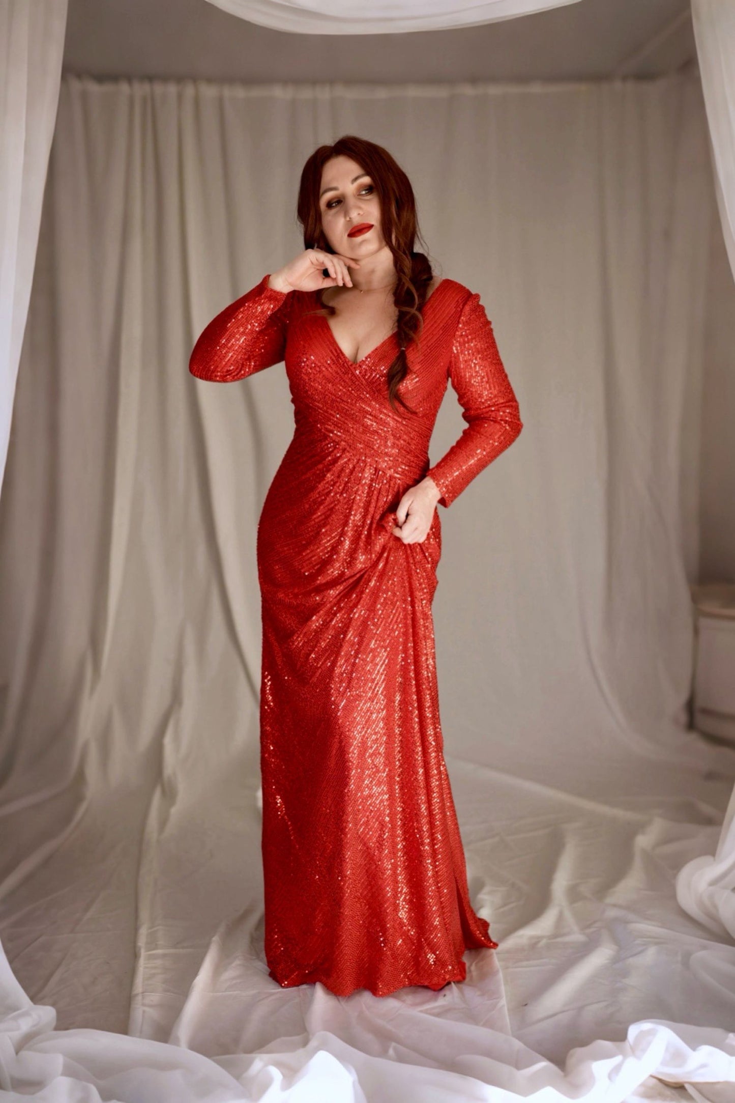 Sheath-Column Maxi Sequined Mother of the Bride Dresses CM0394