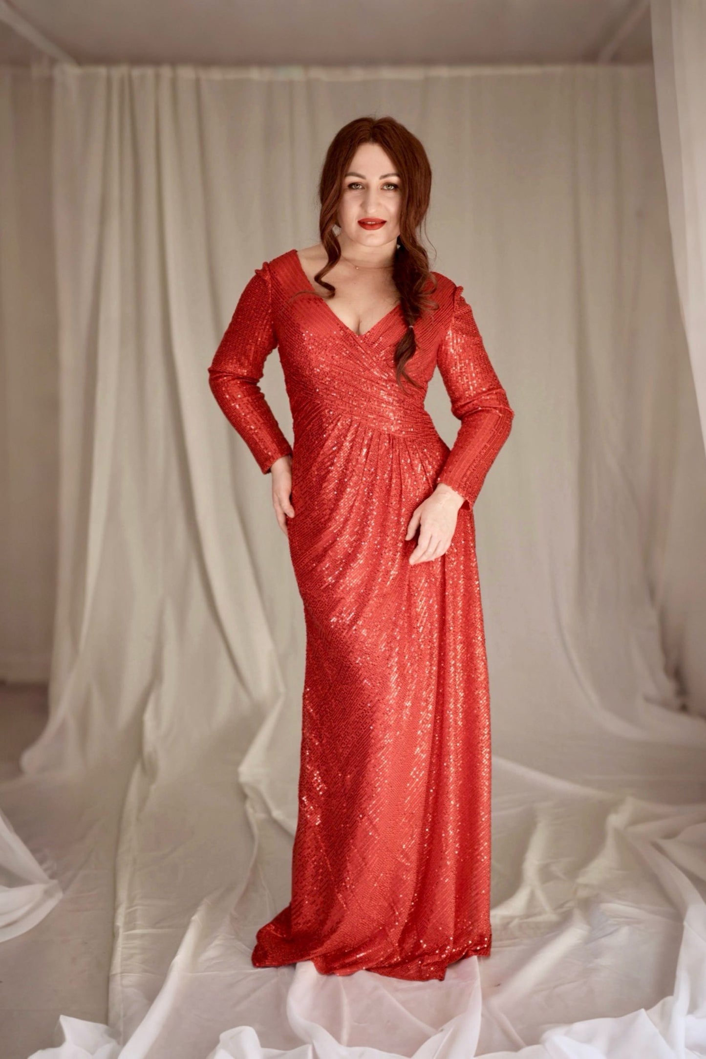 Sheath-Column Maxi Sequined Mother of the Bride Dresses CM0394