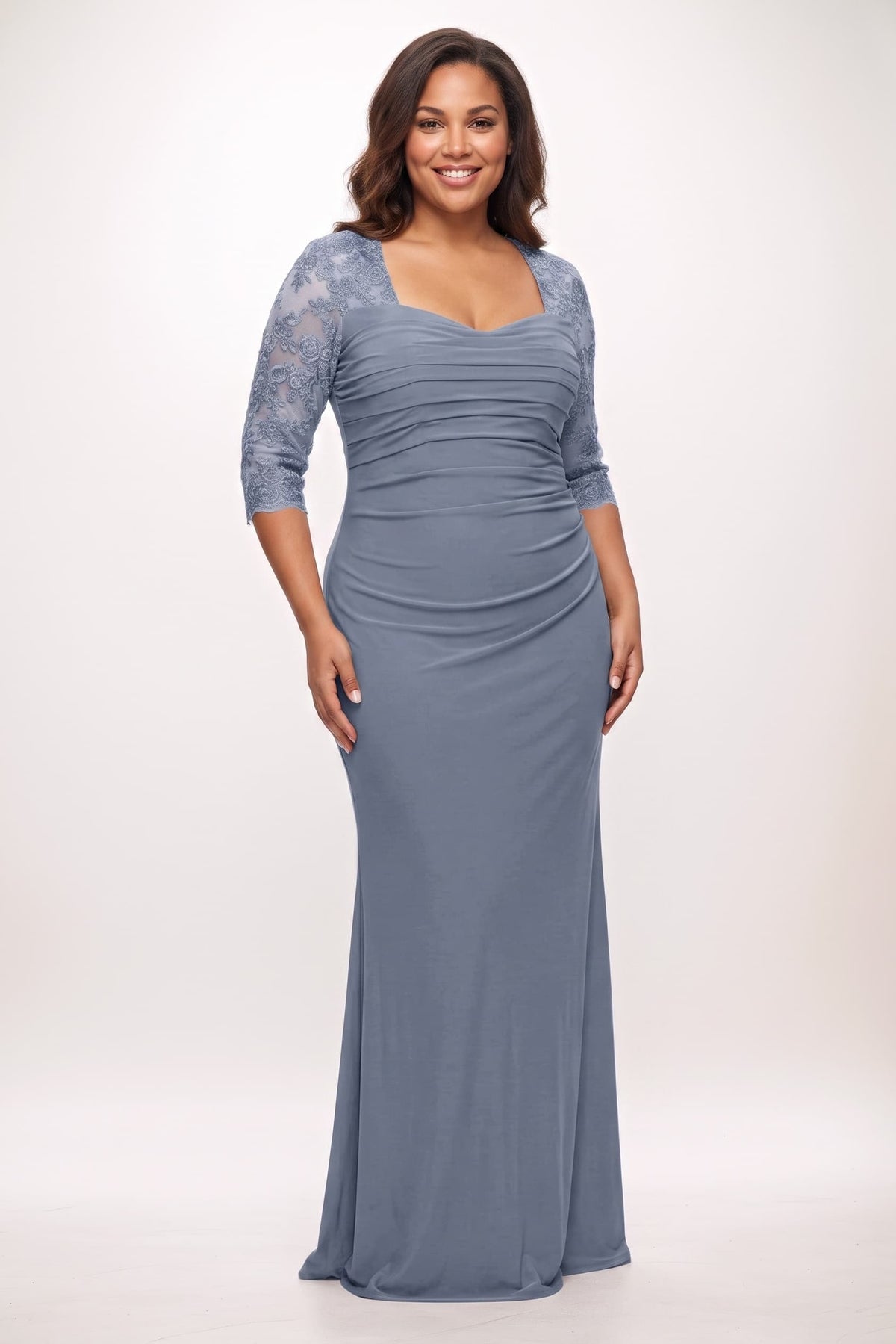 Trumpet-Mermaid Maxi Elastic Cloth Mother of the Bride Dresses CM0395 - Dusty Blue - COCOMELODY