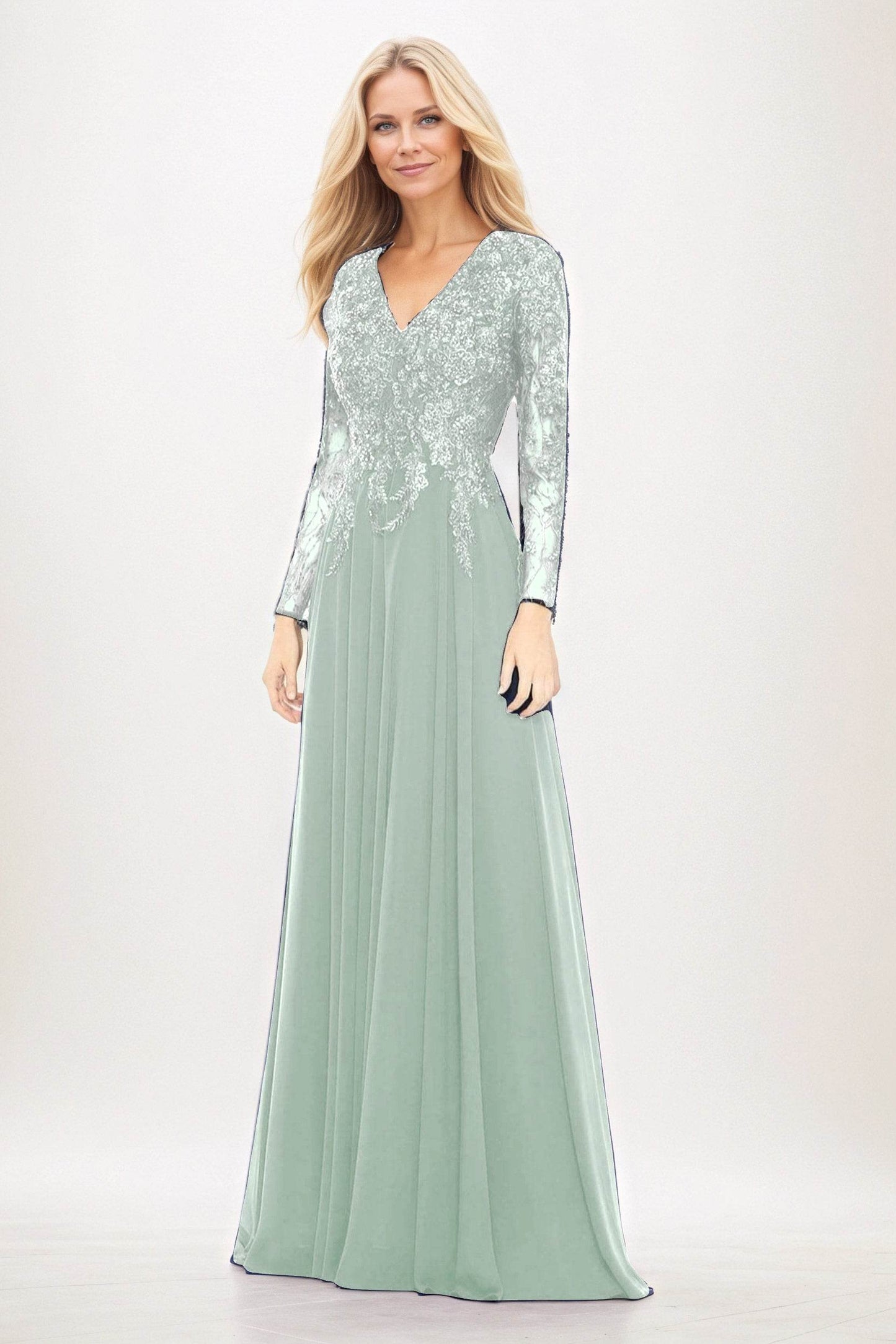 A-Line Maxi Chiffon Mother of the Bride Dresses CM0396 - COCOMELODY