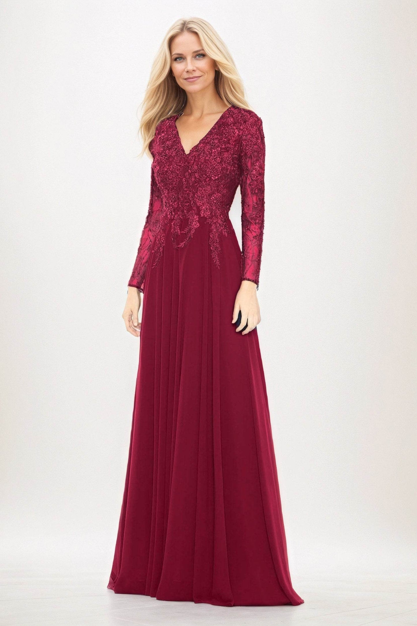 A-Line Maxi Chiffon Mother of the Bride Dresses CM0396 - COCOMELODY