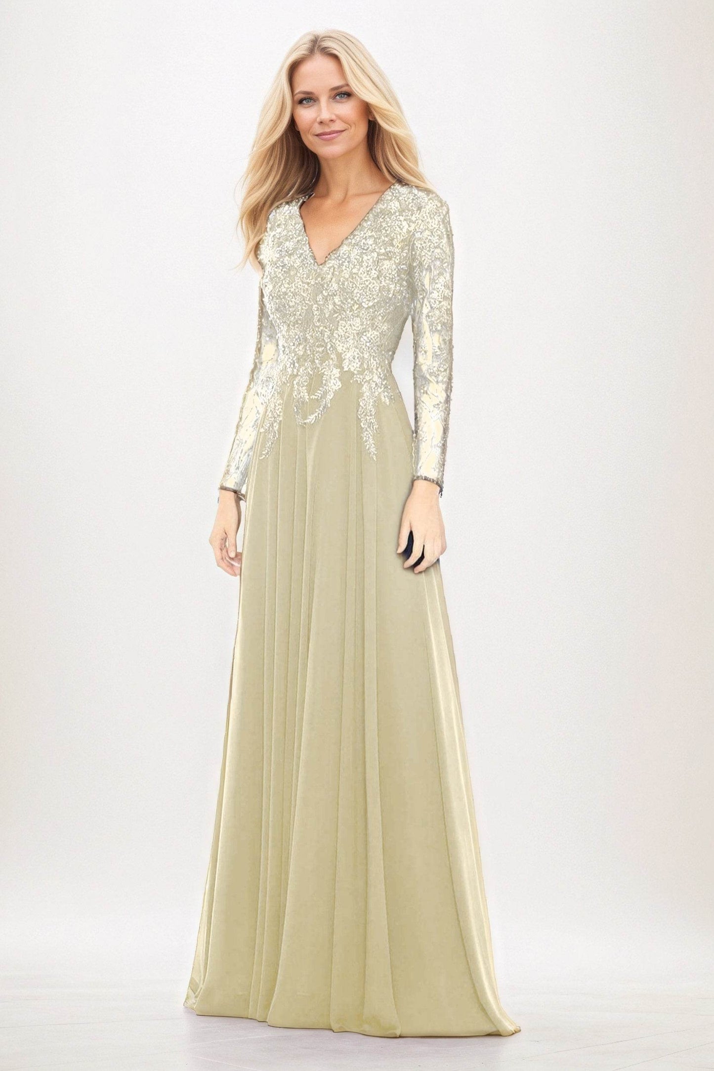 A-Line Maxi Chiffon Mother of the Bride Dresses CM0396 - COCOMELODY