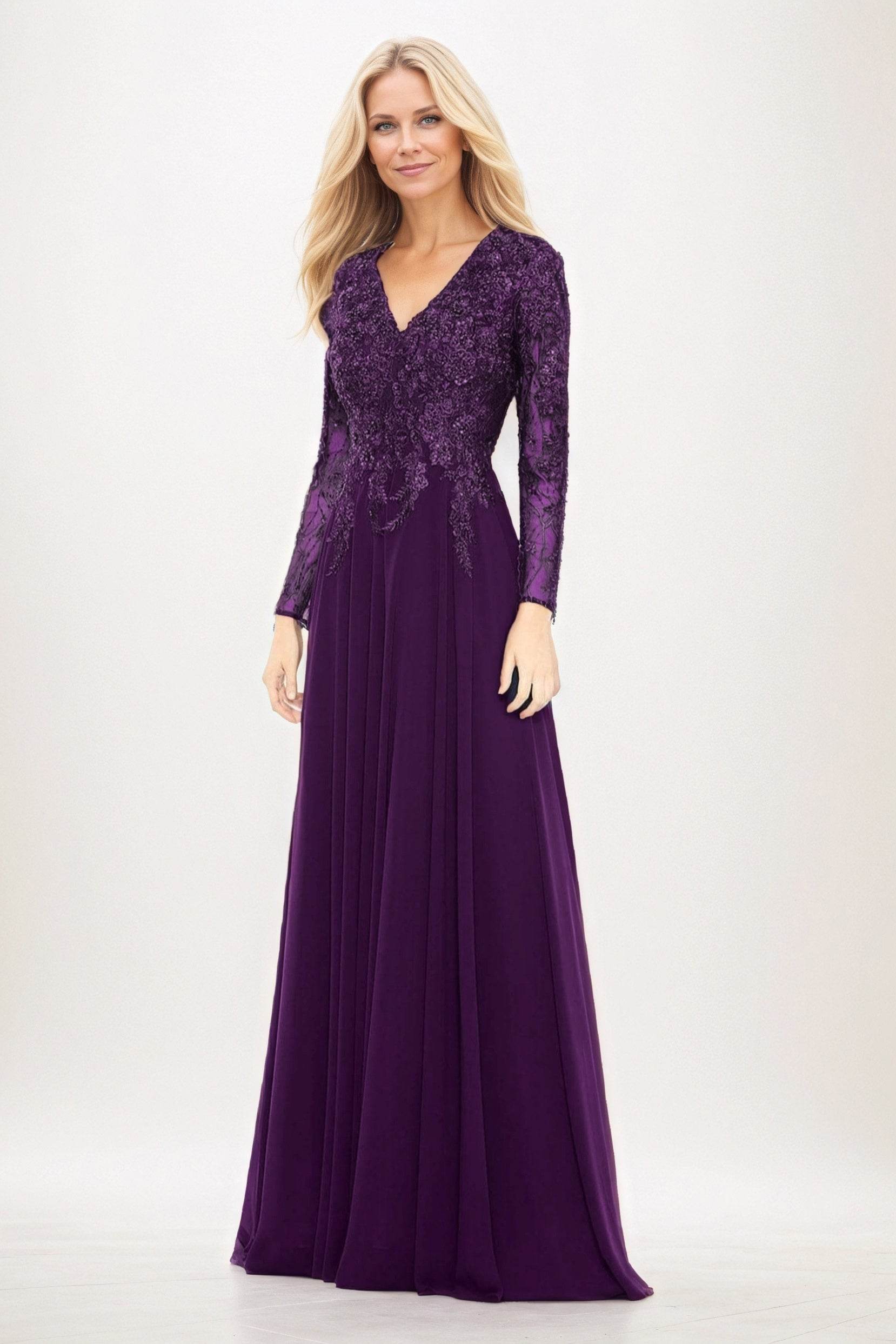 A-Line Maxi Chiffon Mother of the Bride Dresses CM0396 - COCOMELODY