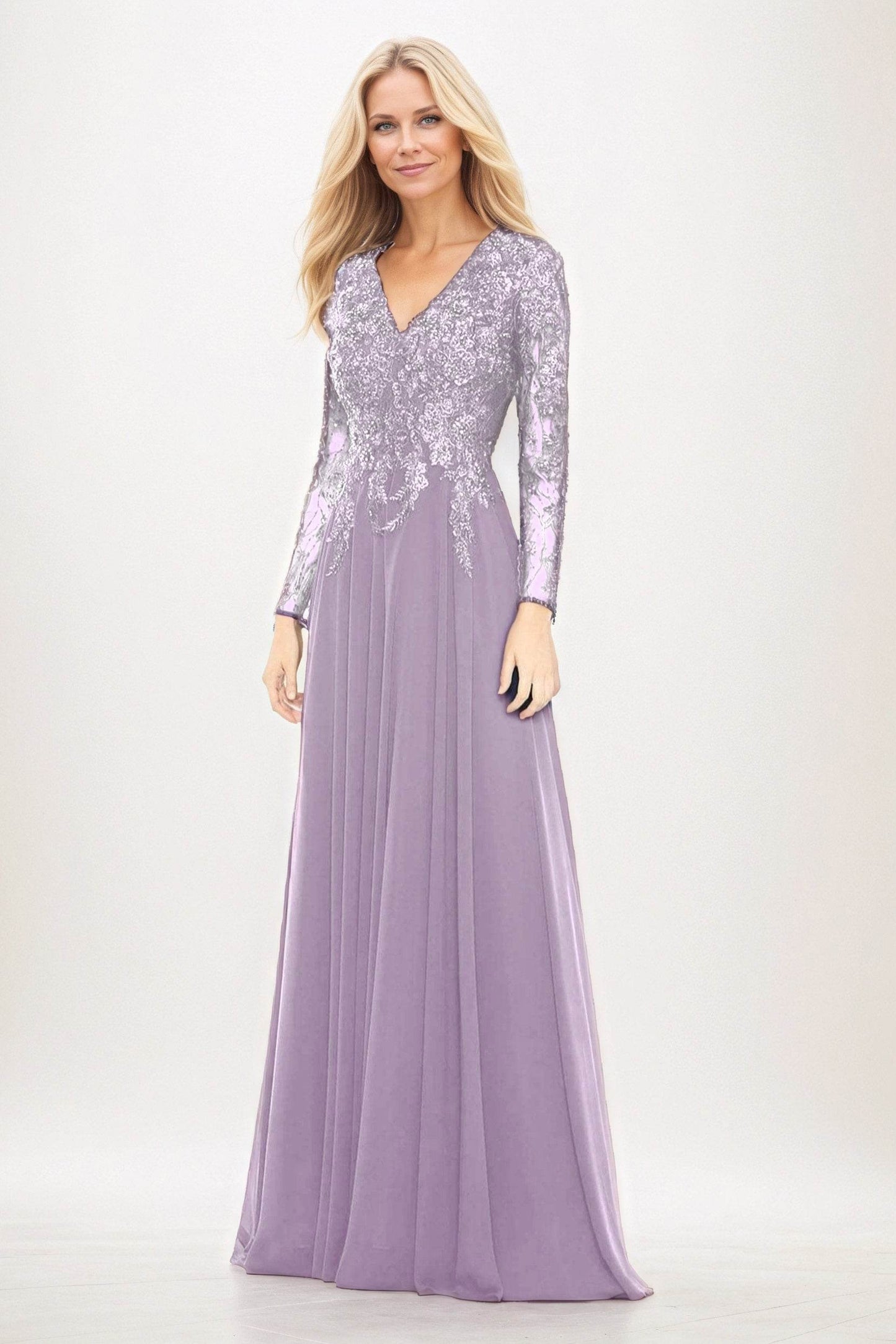 A-Line Maxi Chiffon Mother of the Bride Dresses CM0396 - COCOMELODY