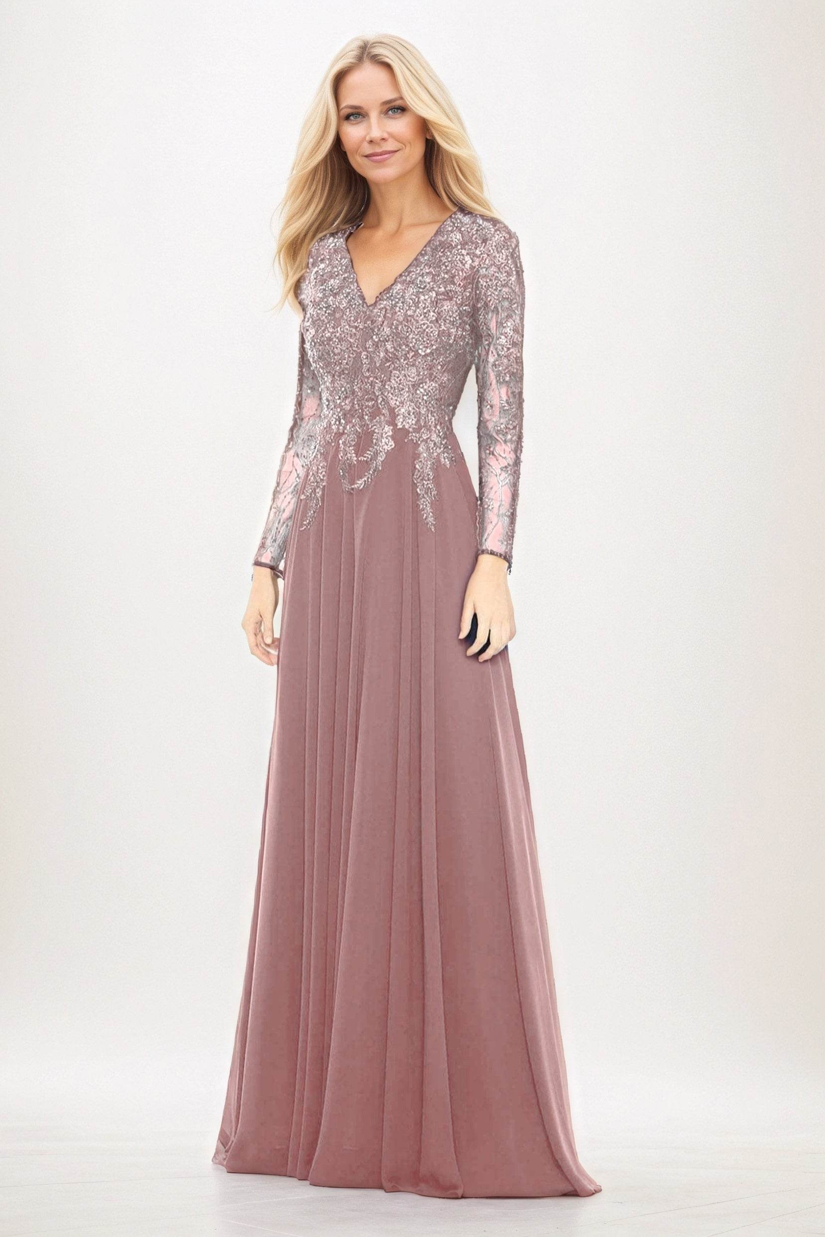 A-Line Maxi Chiffon Mother of the Bride Dresses CM0396 - COCOMELODY