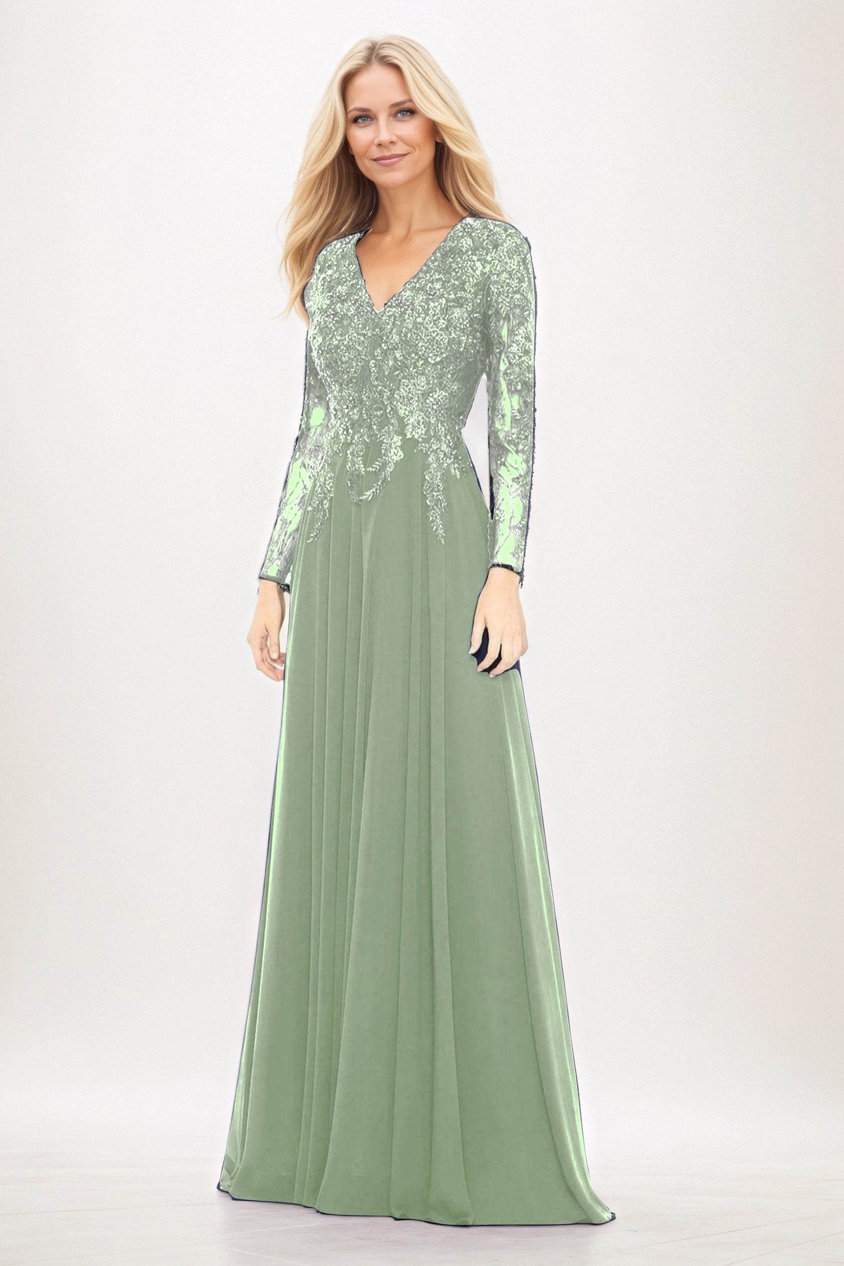 A-Line Maxi Chiffon Mother of the Bride Dresses CM0396 - COCOMELODY