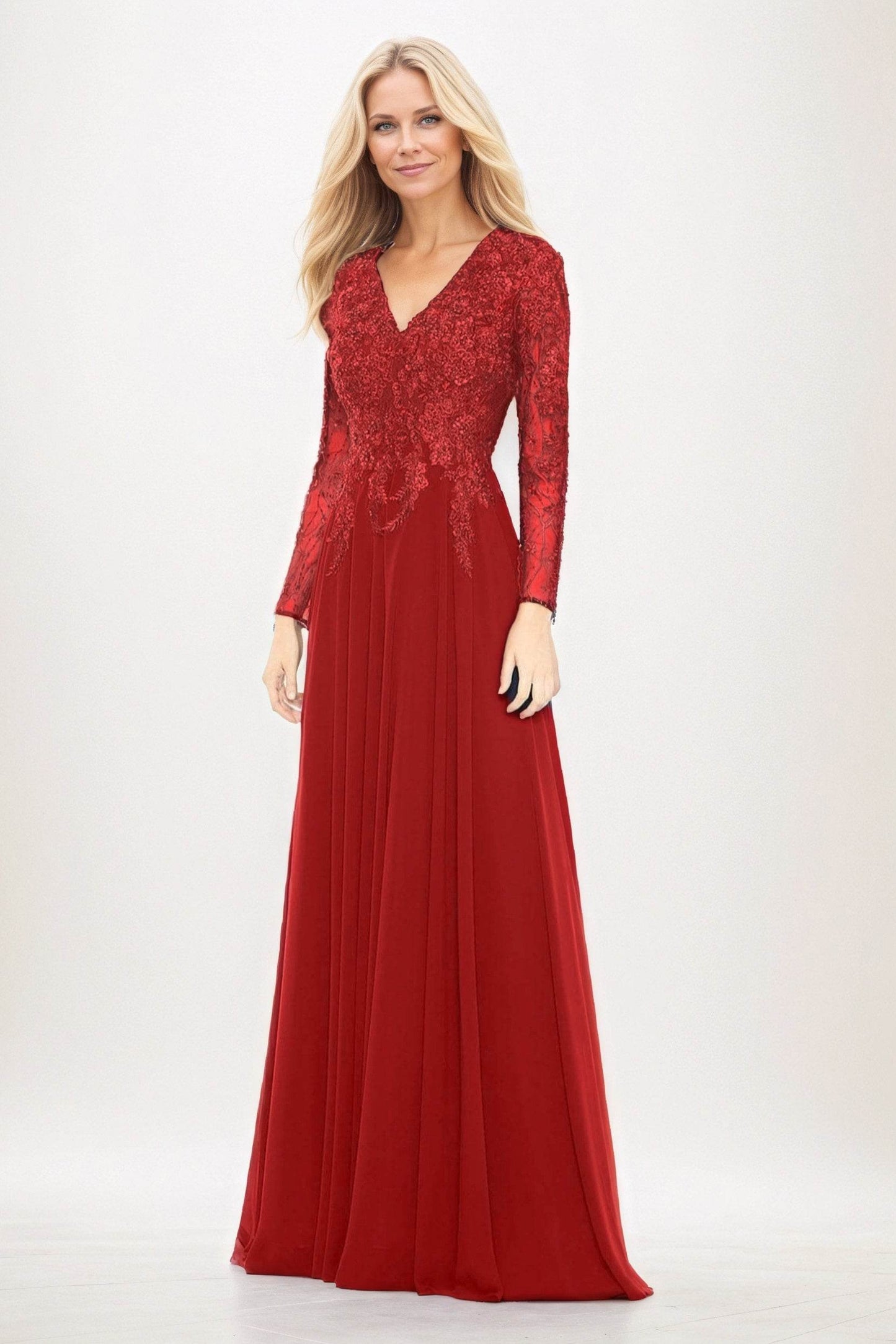 A-Line Maxi Chiffon Mother of the Bride Dresses CM0396 - COCOMELODY