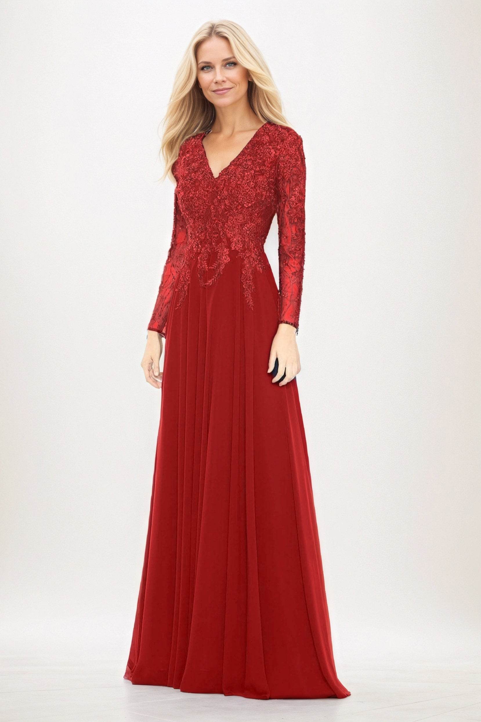 A-Line Maxi Chiffon Mother of the Bride Dresses CM0396 - COCOMELODY