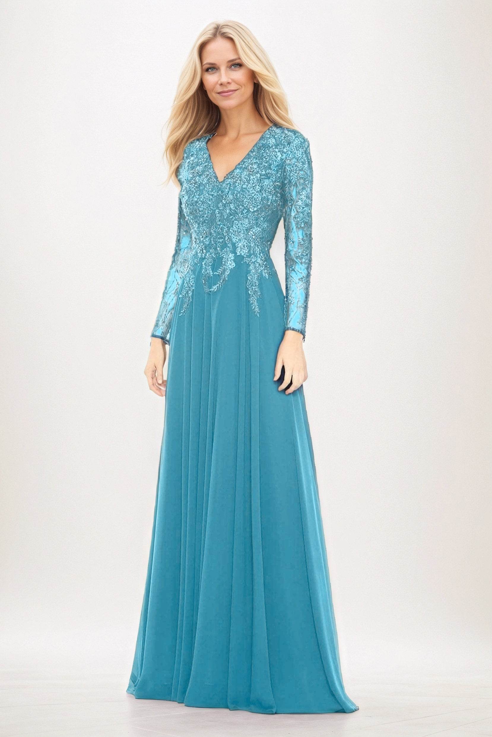 A-Line Maxi Chiffon Mother of the Bride Dresses CM0396 - COCOMELODY