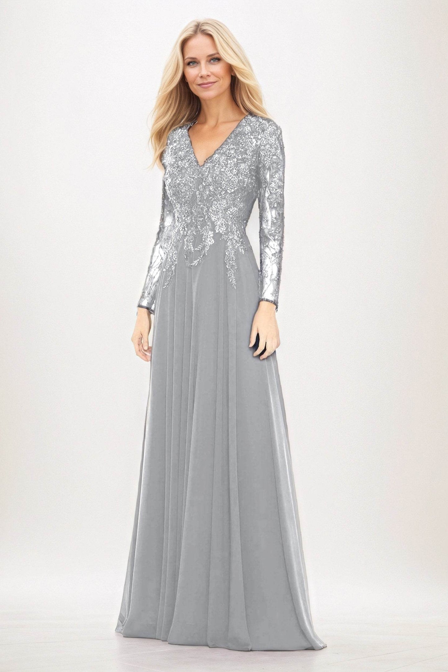 A-Line Maxi Chiffon Mother of the Bride Dresses CM0396 - COCOMELODY