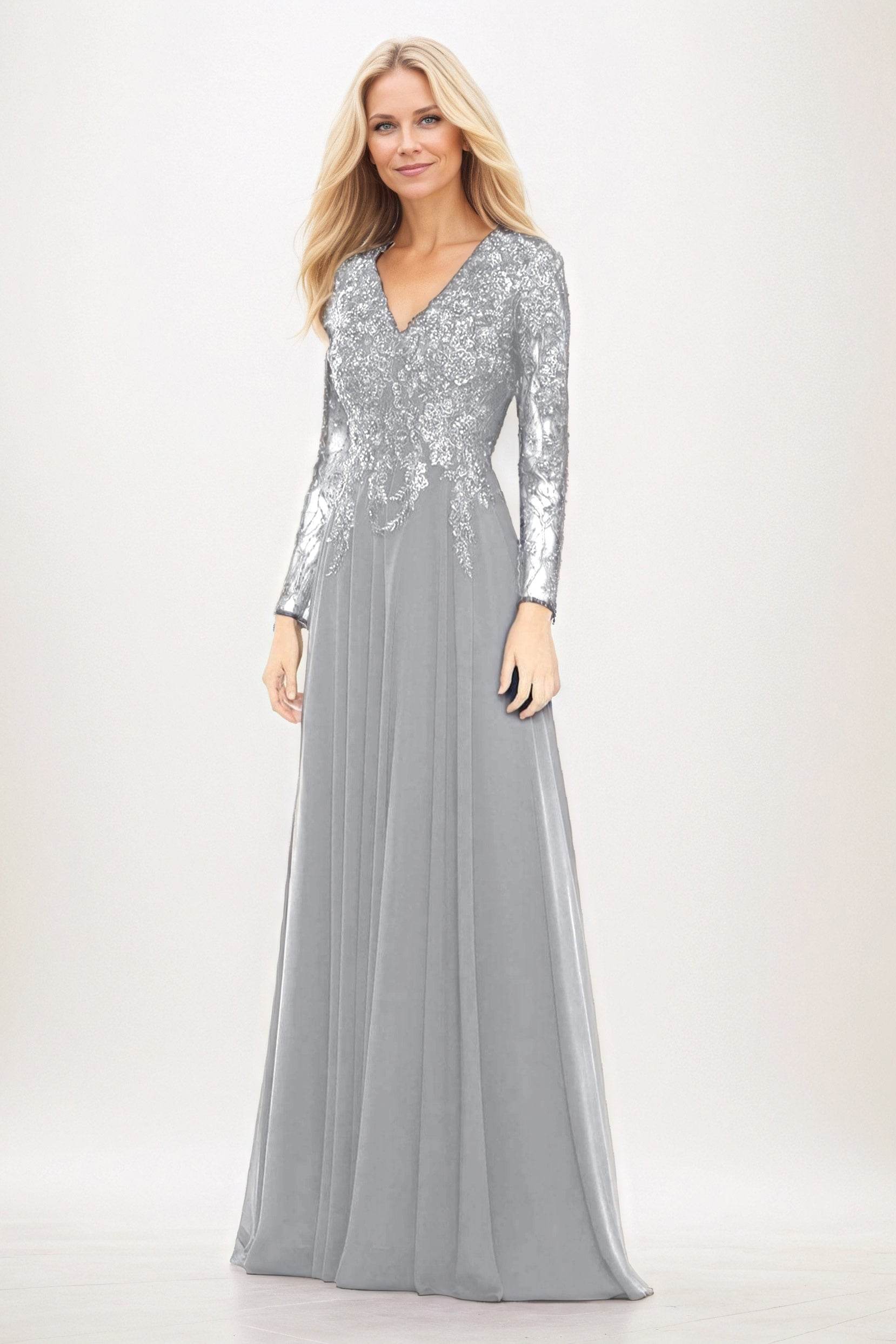 A-Line Maxi Chiffon Mother of the Bride Dresses CM0396 - COCOMELODY