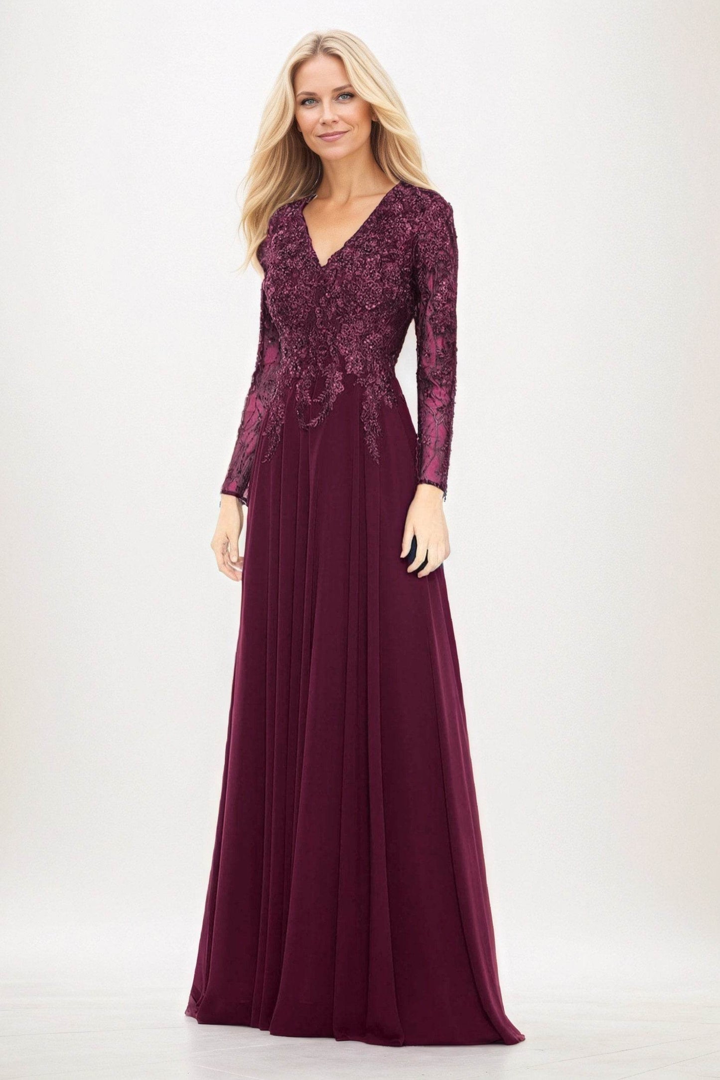 A-Line Maxi Chiffon Mother of the Bride Dresses CM0396 - COCOMELODY