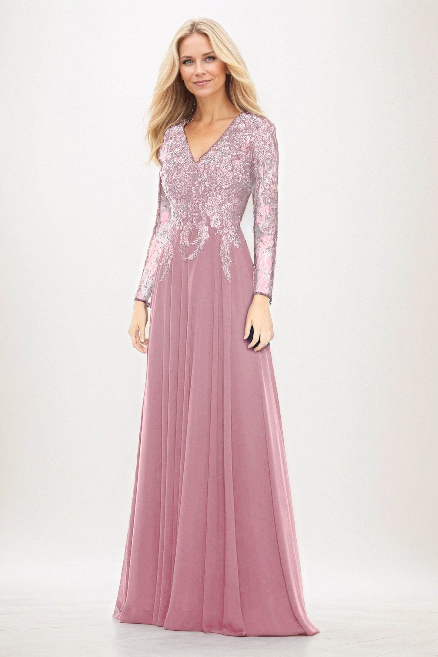 A-Line Maxi Chiffon Mother of the Bride Dresses CM0396 - COCOMELODY