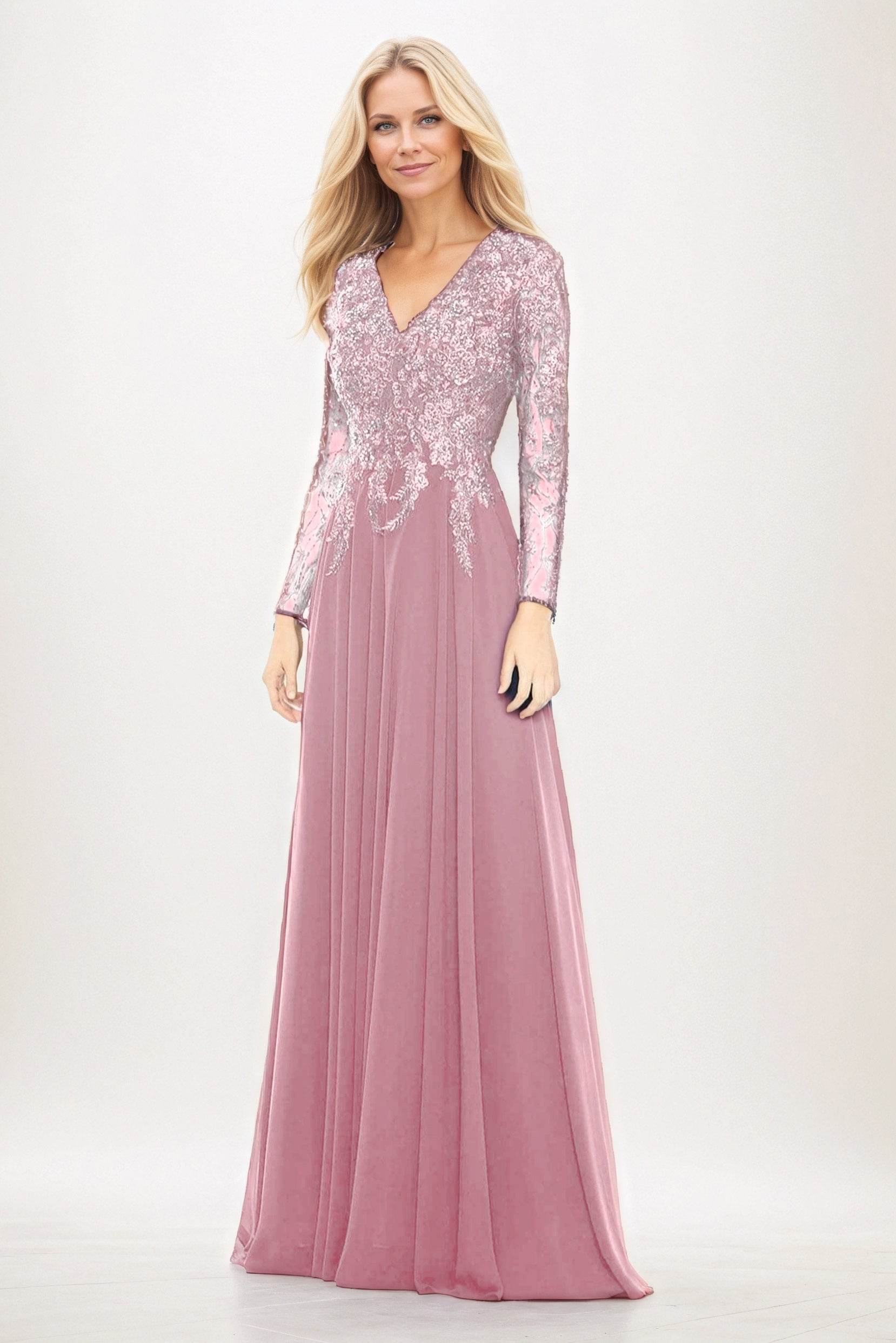 A-Line Maxi Chiffon Mother of the Bride Dresses CM0396 - COCOMELODY