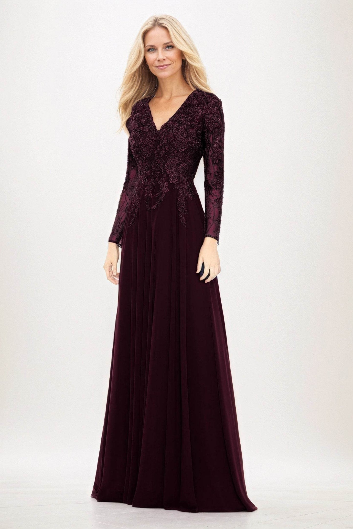 A-Line Maxi Chiffon Mother of the Bride Dresses CM0396 - COCOMELODY