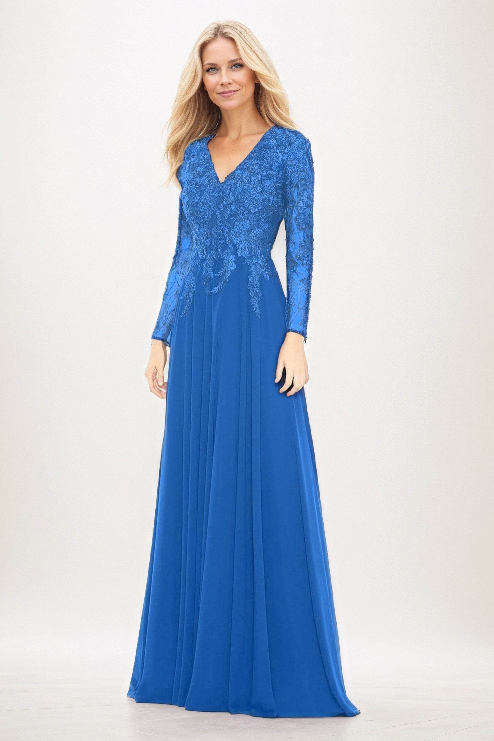 A-Line Maxi Chiffon Mother of the Bride Dresses CM0396 - COCOMELODY