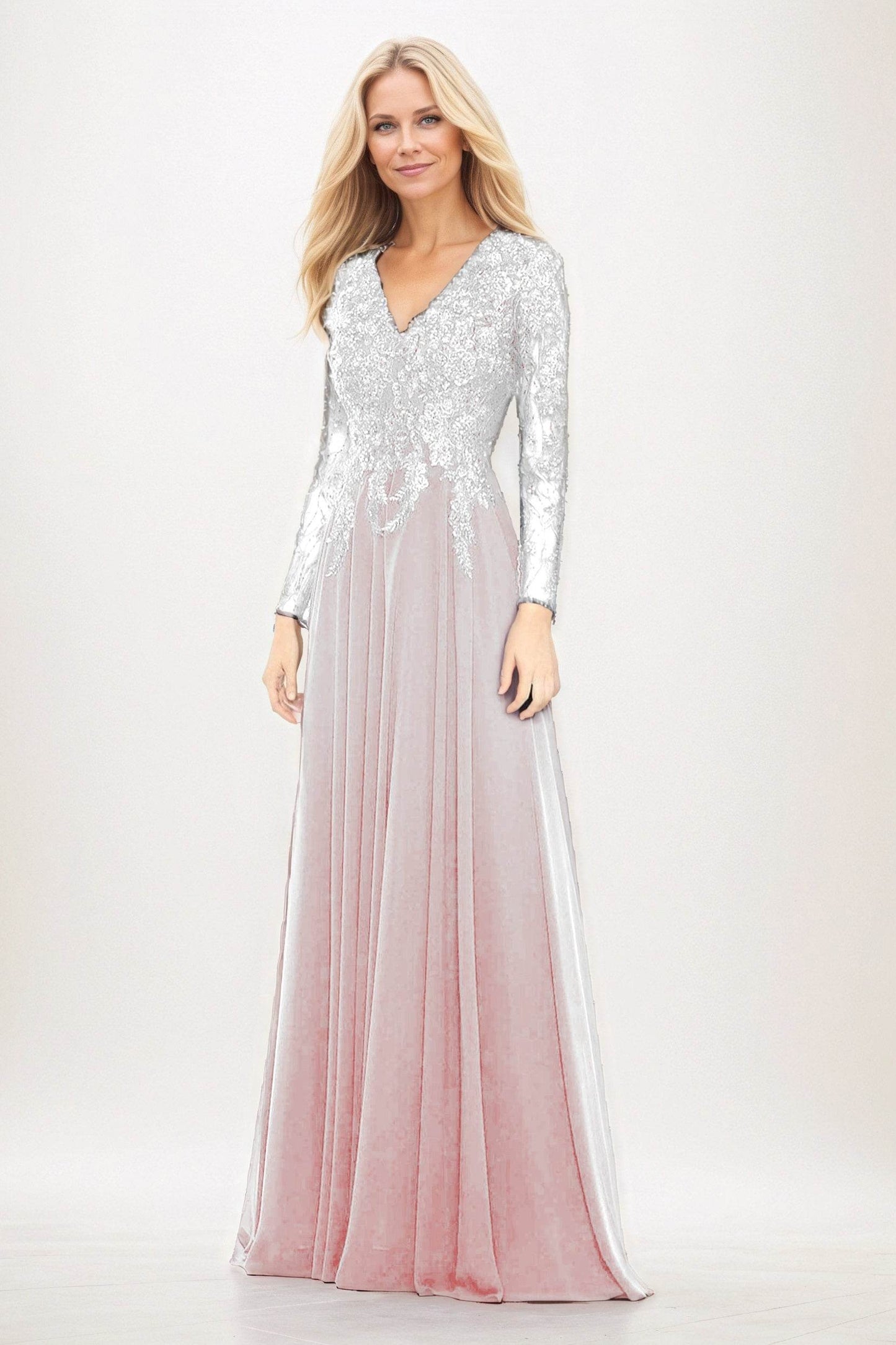 A-Line Maxi Chiffon Mother of the Bride Dresses CM0396 - COCOMELODY