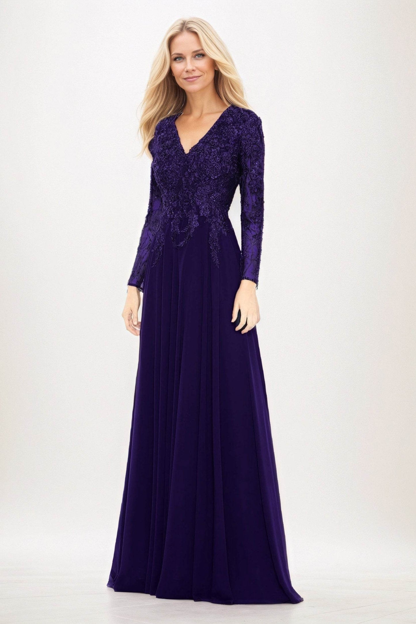 A-Line Maxi Chiffon Mother of the Bride Dresses CM0396 - COCOMELODY