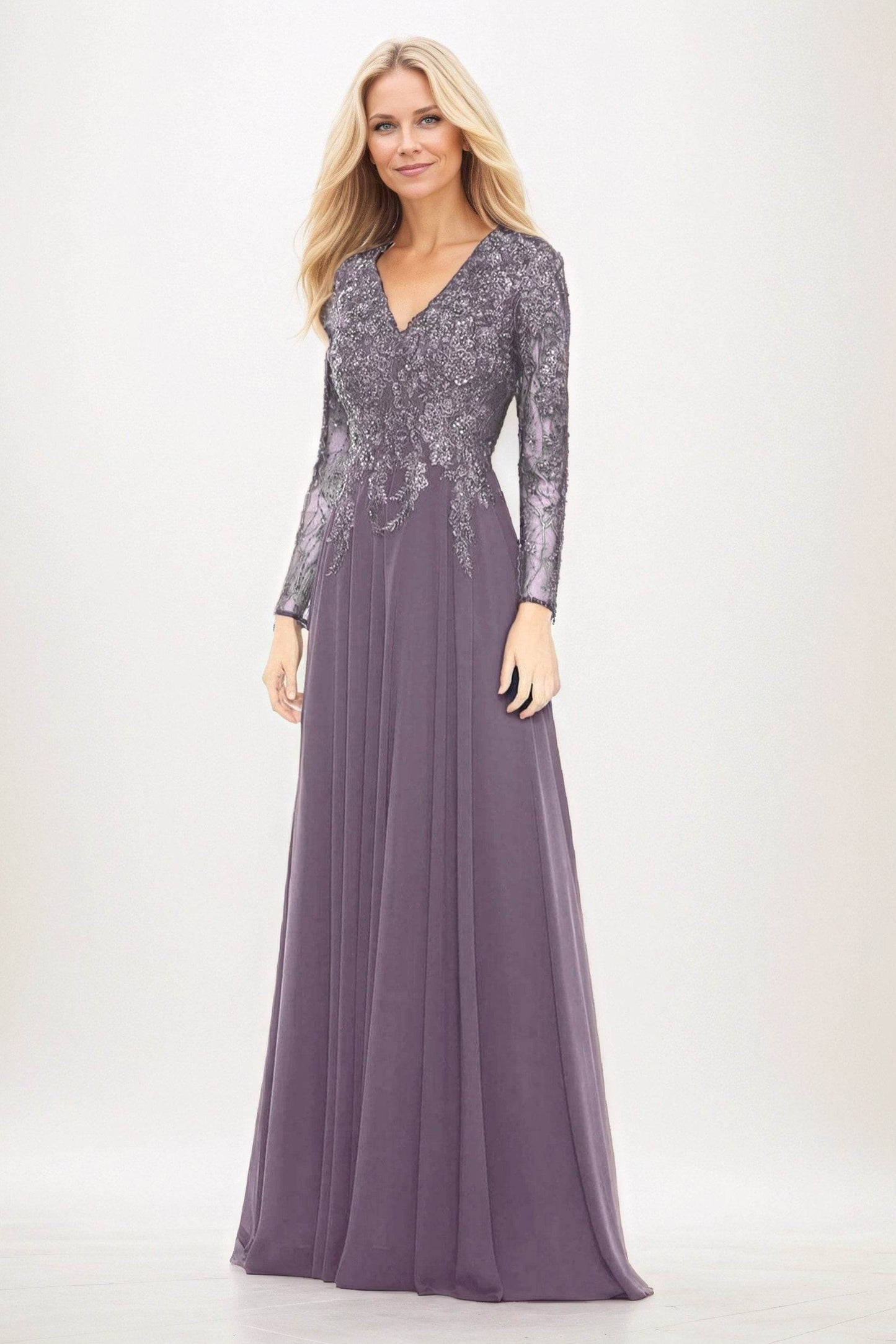 A-Line Maxi Chiffon Mother of the Bride Dresses CM0396 - COCOMELODY