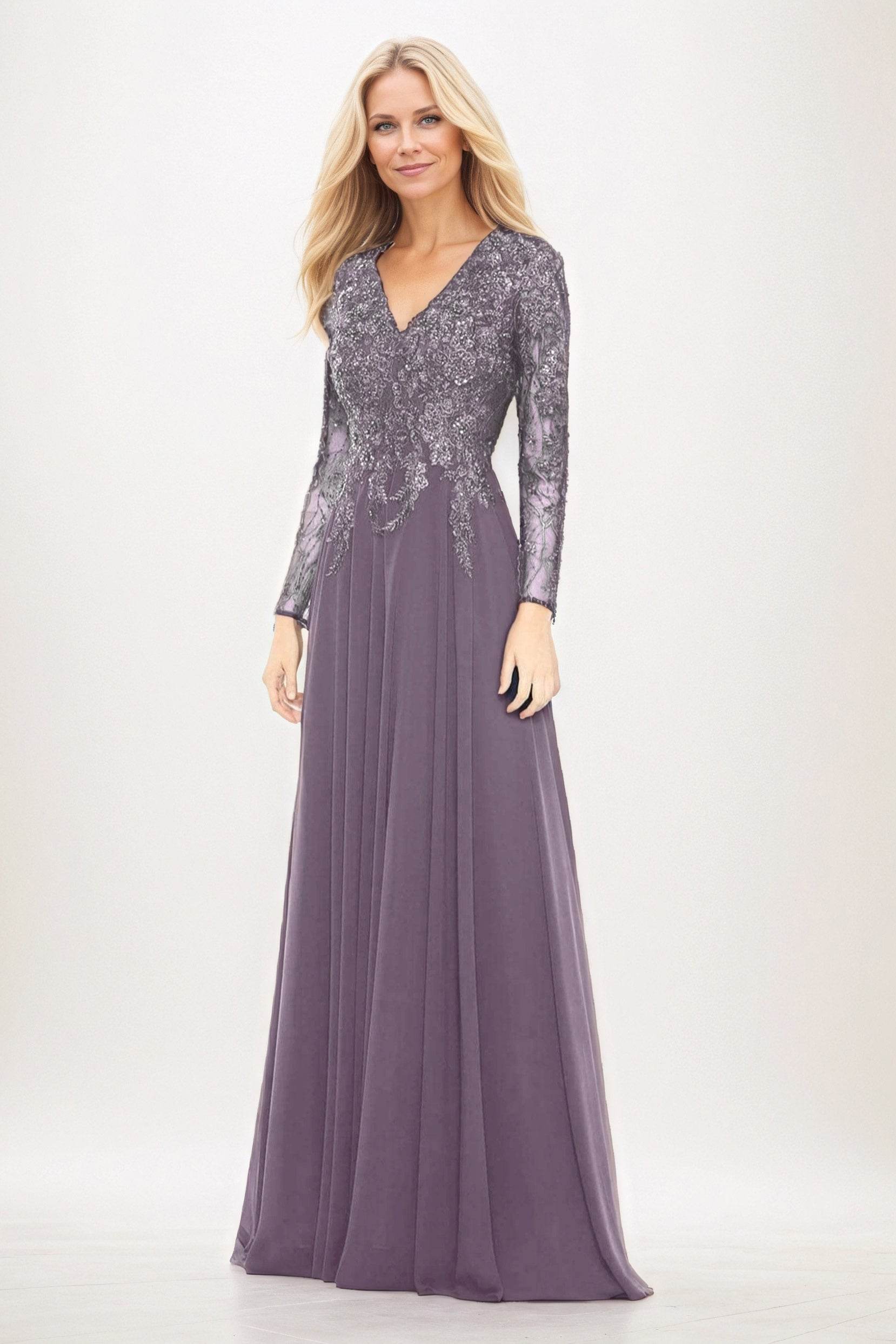 A-Line Maxi Chiffon Mother of the Bride Dresses CM0396 - COCOMELODY