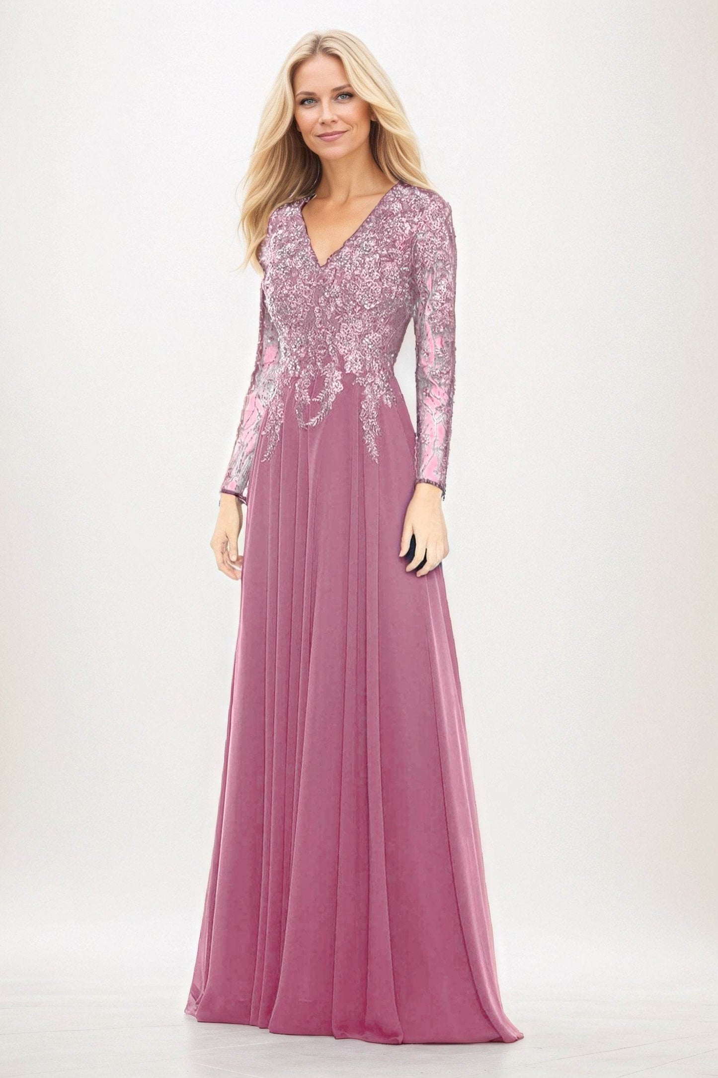 A-Line Maxi Chiffon Mother of the Bride Dresses CM0396 - COCOMELODY