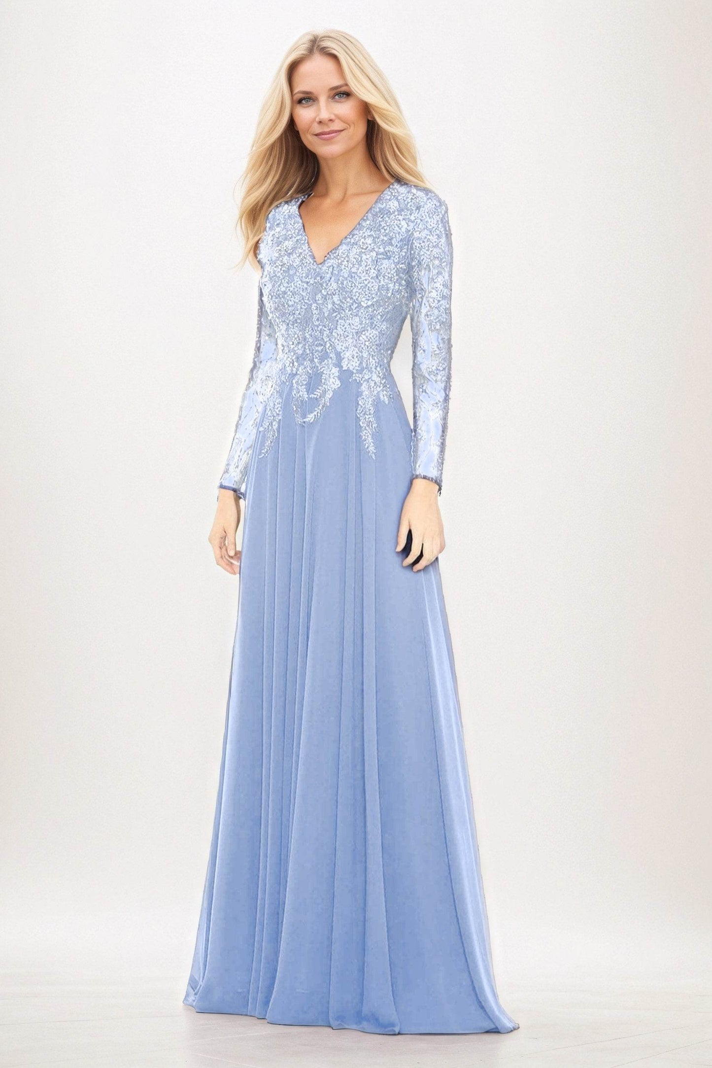 A-Line Maxi Chiffon Mother of the Bride Dresses CM0396 - COCOMELODY