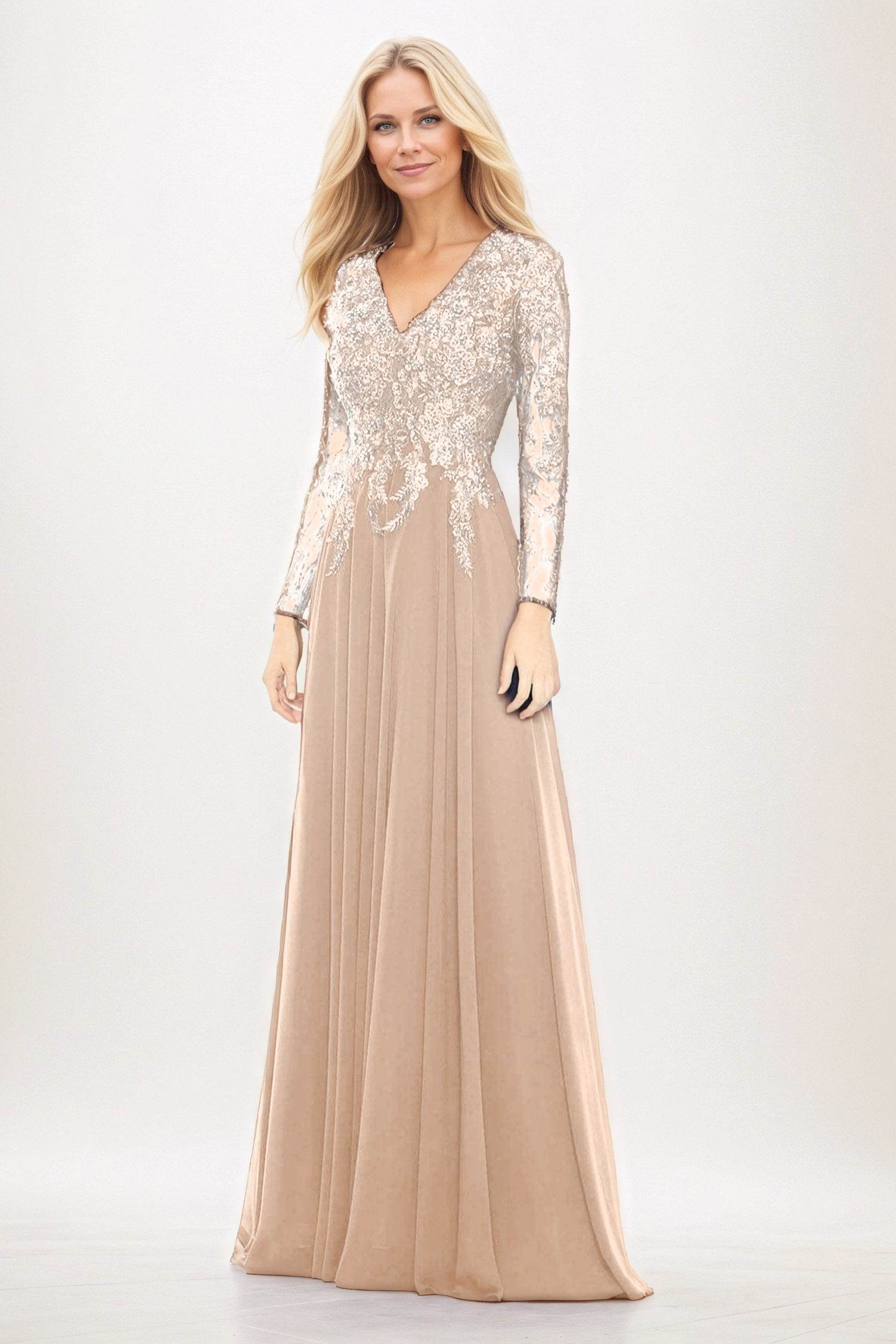 A-Line Maxi Chiffon Mother of the Bride Dresses CM0396 - COCOMELODY