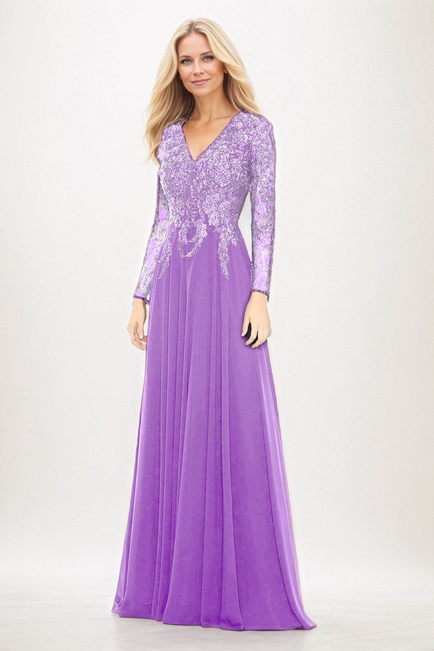 A-Line Maxi Chiffon Mother of the Bride Dresses CM0396 - COCOMELODY