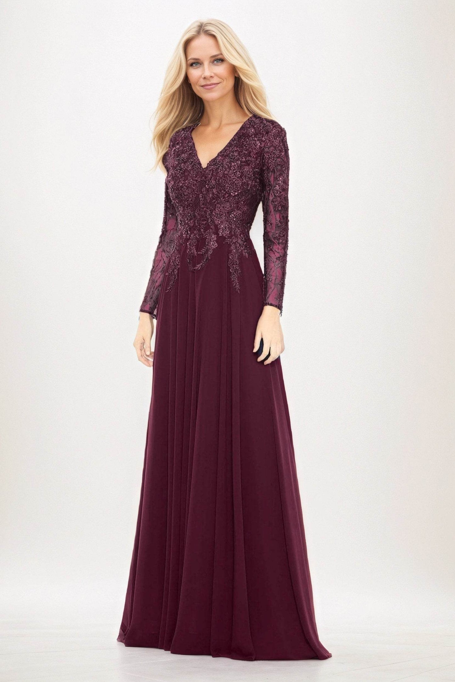 A-Line Maxi Chiffon Mother of the Bride Dresses CM0396 - COCOMELODY