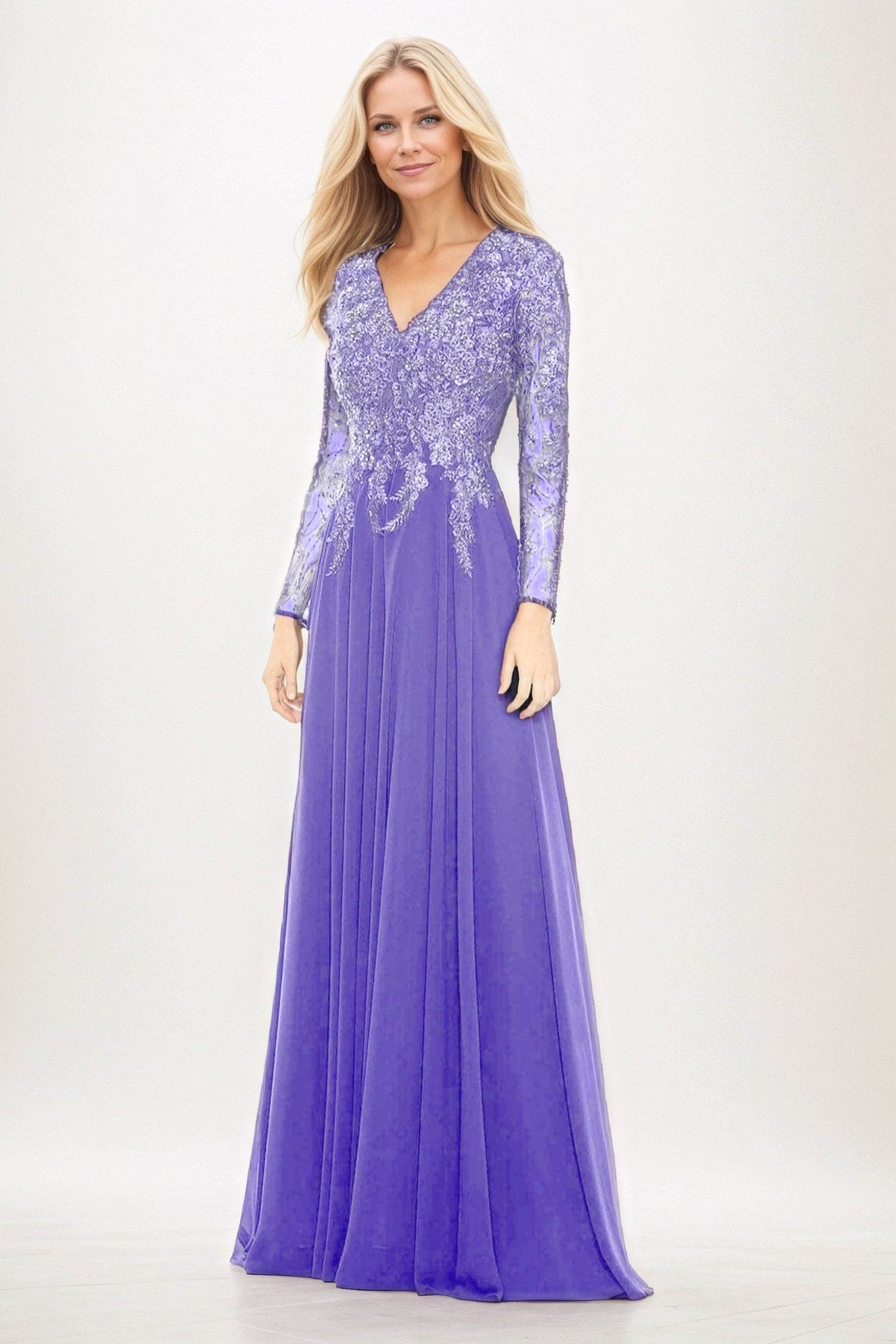 A-Line Maxi Chiffon Mother of the Bride Dresses CM0396 - COCOMELODY