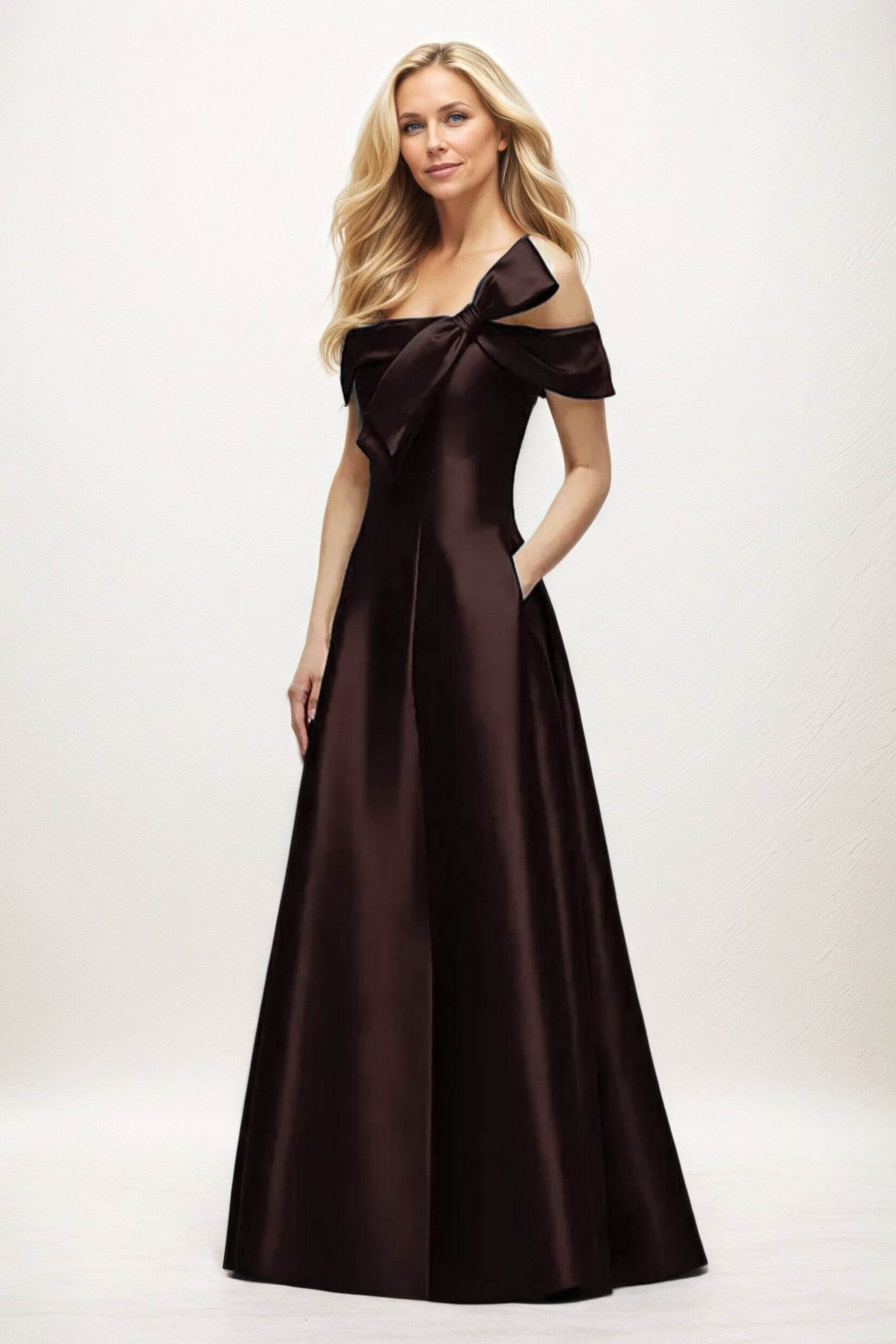 A-Line Maxi Satin Mother of the Bride Dresses CM0397 - COCOMELODY