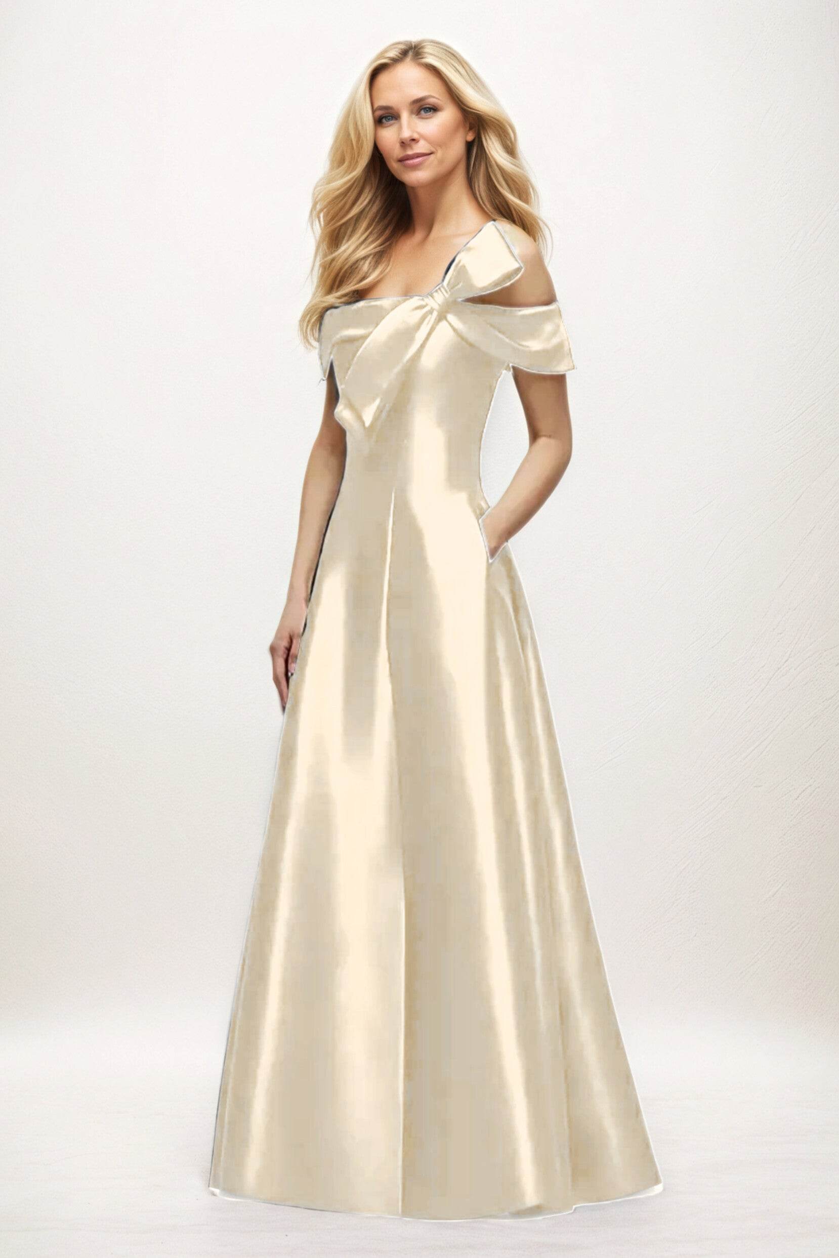 A-Line Maxi Satin Mother of the Bride Dresses CM0397 - COCOMELODY