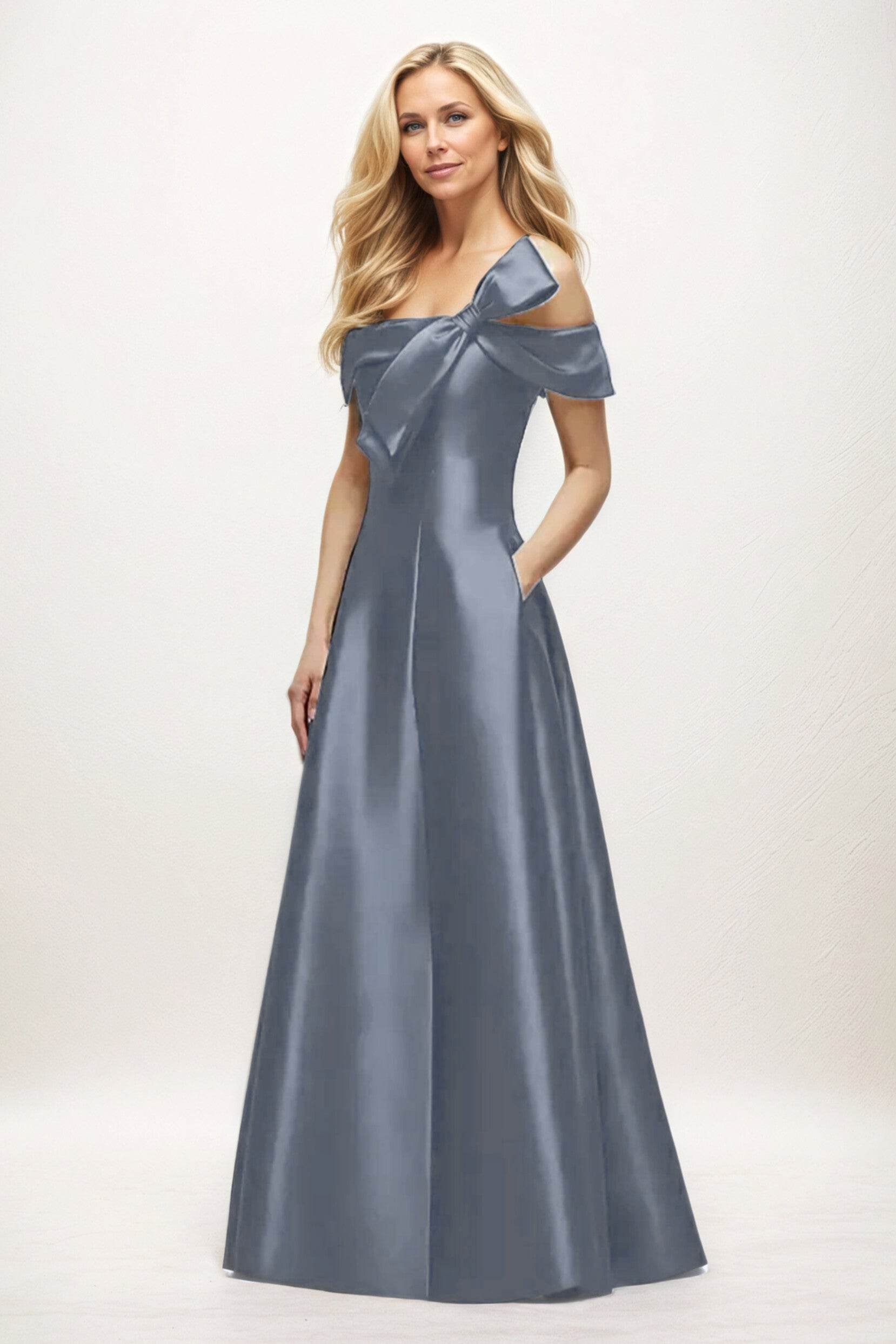 A-Line Maxi Satin Mother of the Bride Dresses CM0397 - COCOMELODY
