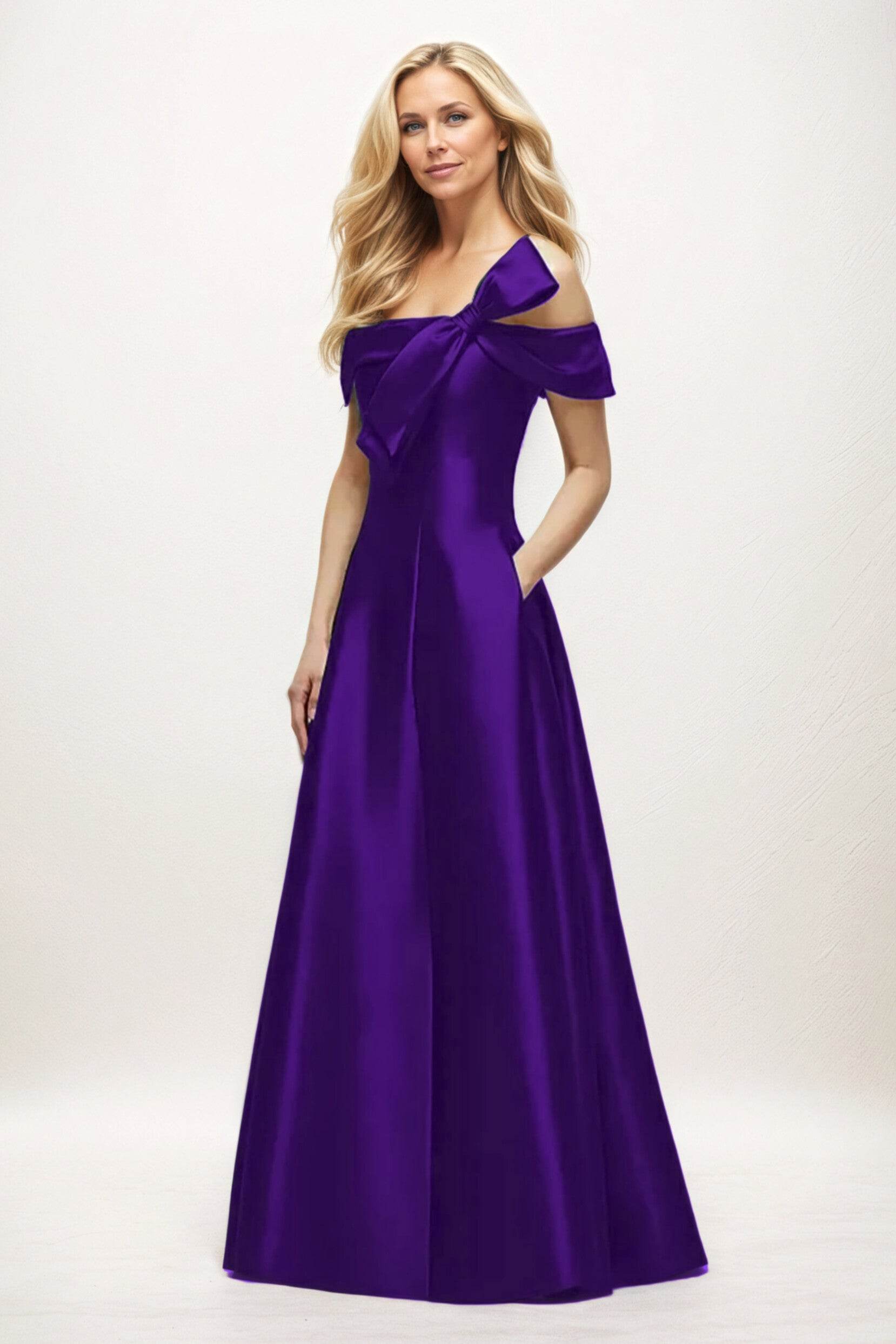 A-Line Maxi Satin Mother of the Bride Dresses CM0397 - COCOMELODY