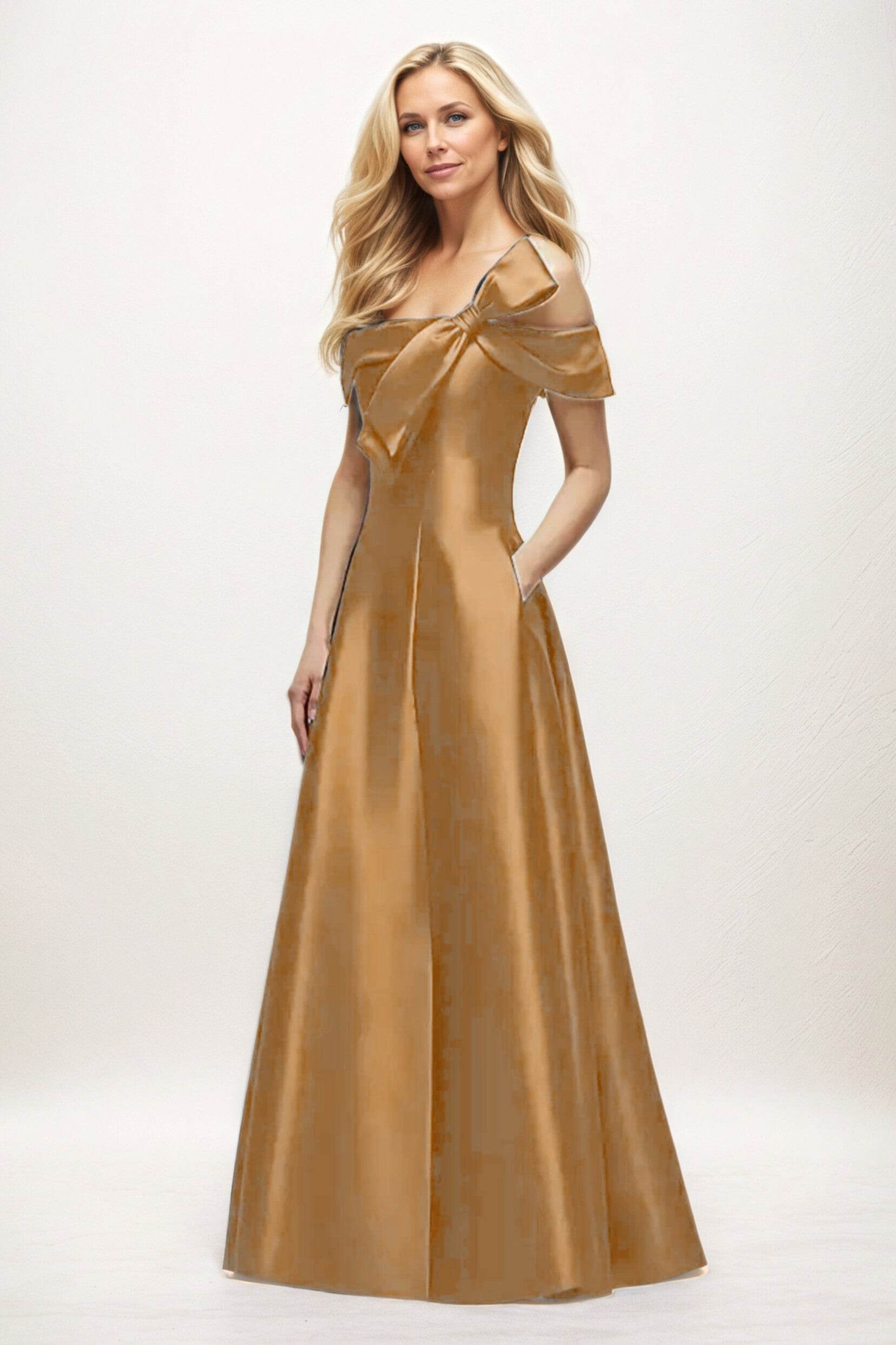 A-Line Maxi Satin Mother of the Bride Dresses CM0397 - COCOMELODY
