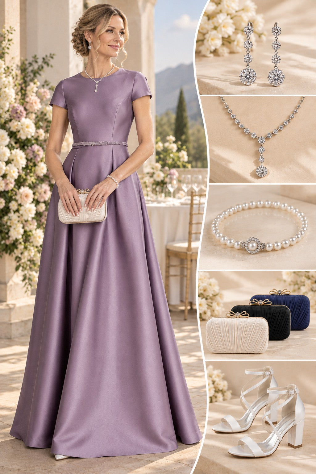 A-Line Maxi Satin Mother of the Bride Dresses CM0400